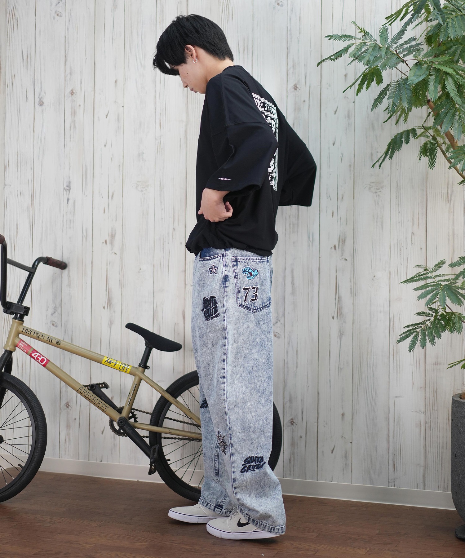 Electric エレクトリック ラッシュガード メンズ 半袖 Tシャツ バックプリント 水陸両用 UVカット E25STM05 ムラサキスポーツ限定(W/BK-M)