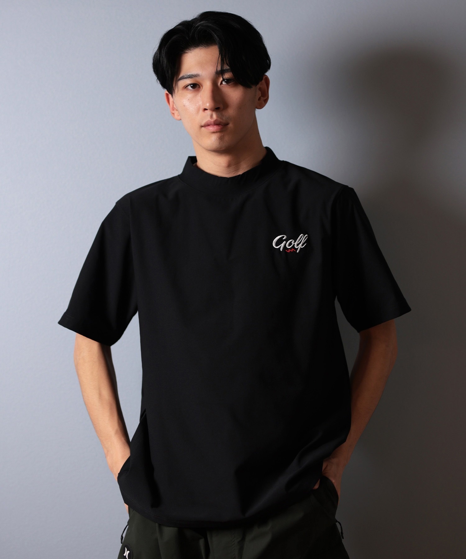 Electric エレクトリック 半袖 Tシャツ メンズ 1PT GOLF LG DRY MNECK SST EG25ST01 ムラサキスポーツ限定(BLACK-S)
