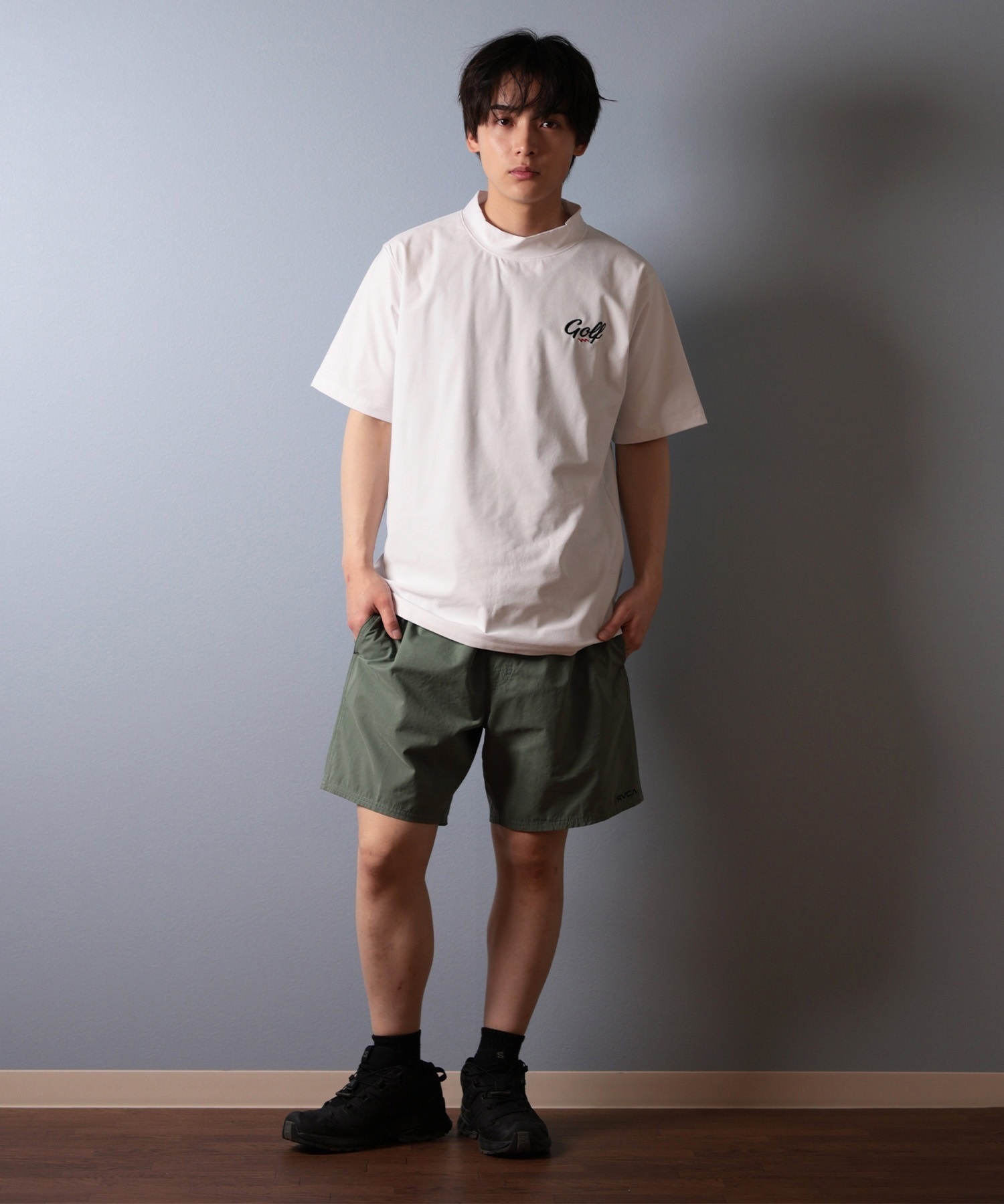 Electric エレクトリック 半袖 Tシャツ メンズ 1PT GOLF LG DRY MNECK SST EG25ST01 ムラサキスポーツ限定(BLACK-S)