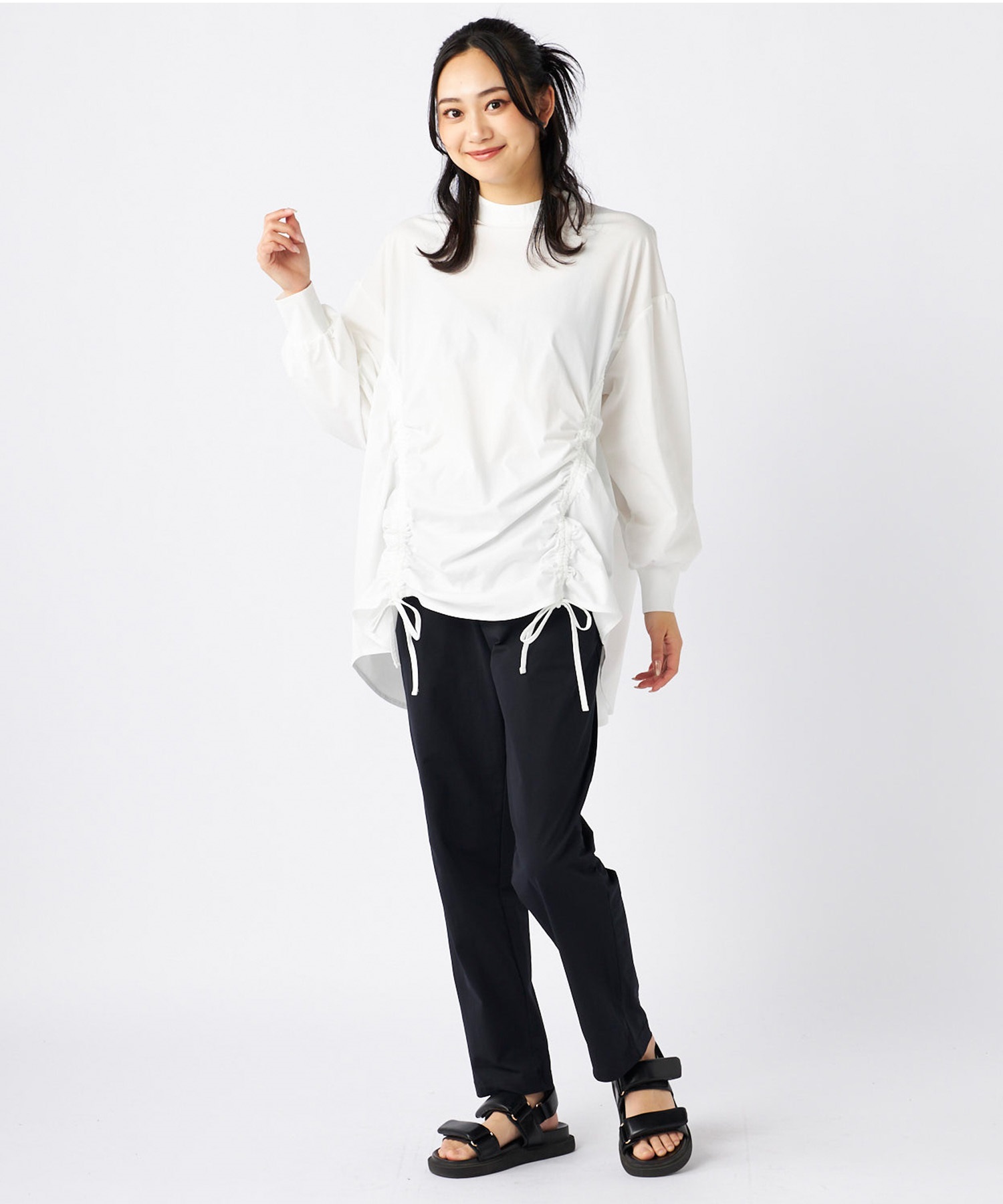 【新品タグ付き】LIten Shirring ブラウスブラックラッシュガード OP オーシャンパシフィック 水着 ラッシュガード 長袖 シャツ