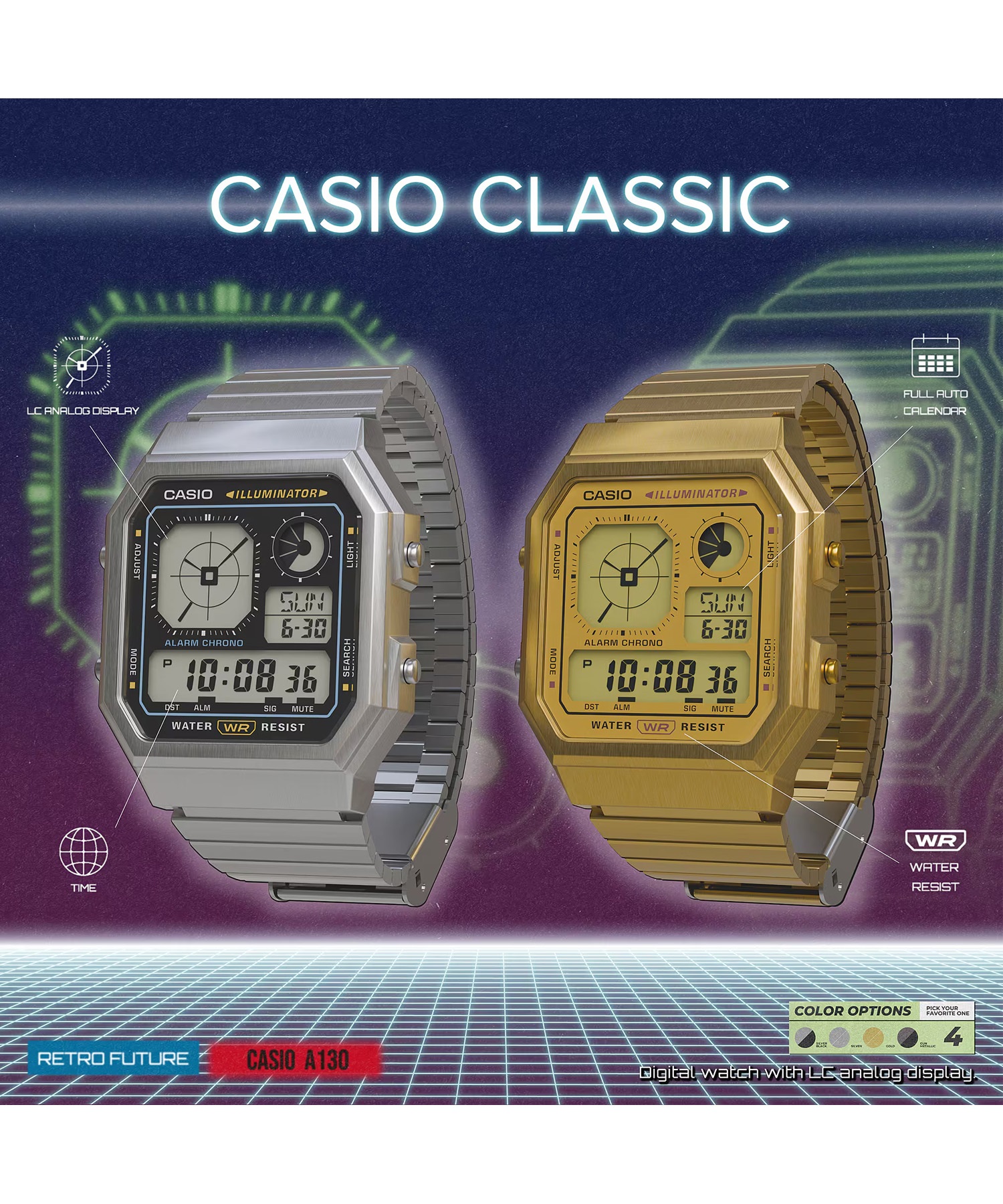 CASIO カシオ 腕時計 CASIO CLASSIC A130WE-1AJF 時計｜ムラサキ