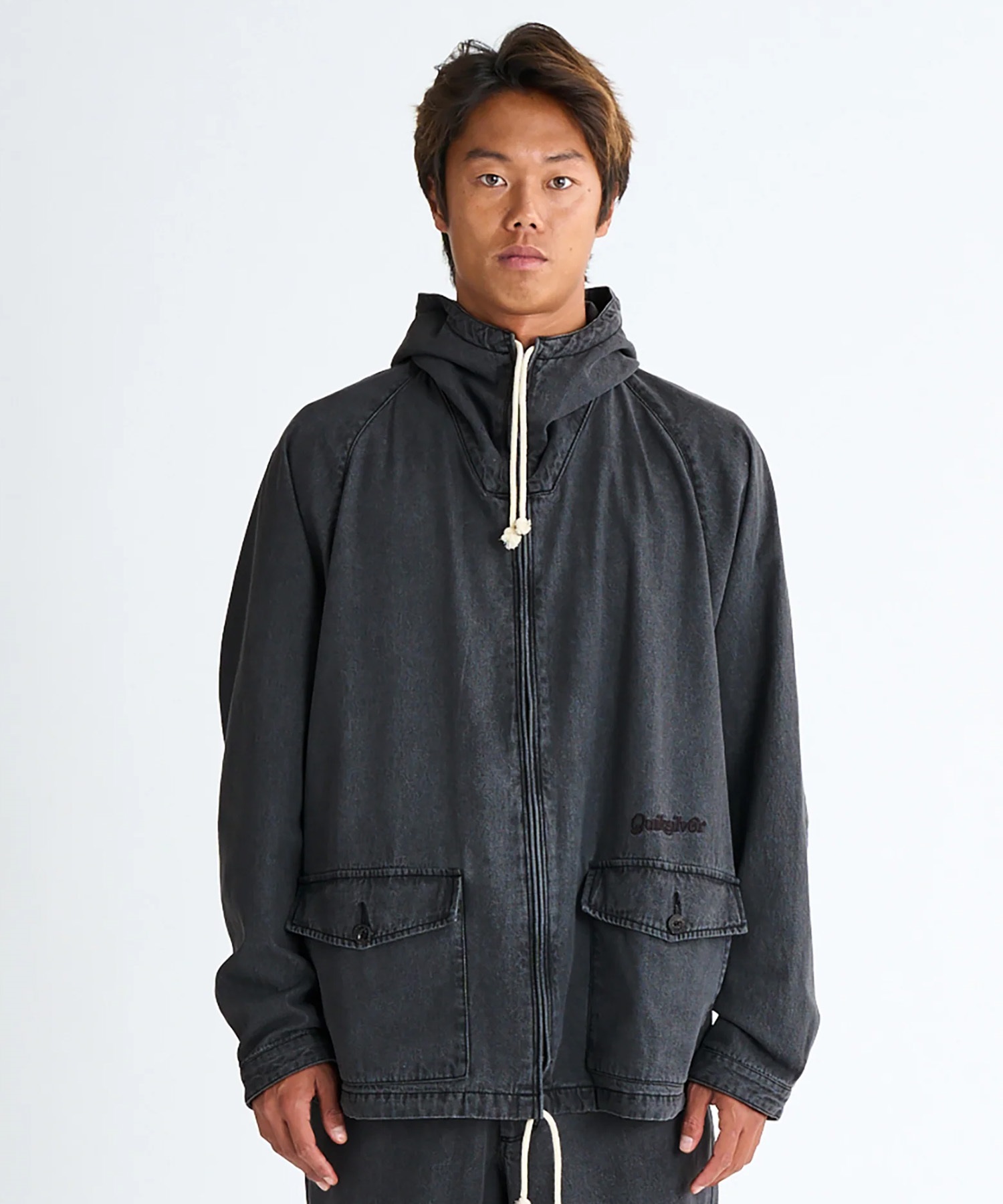 QUIKSILVER クイックシルバー アウター メンズ デニムジャケット ジップアップ フード付き QJK251001(BLK-M)