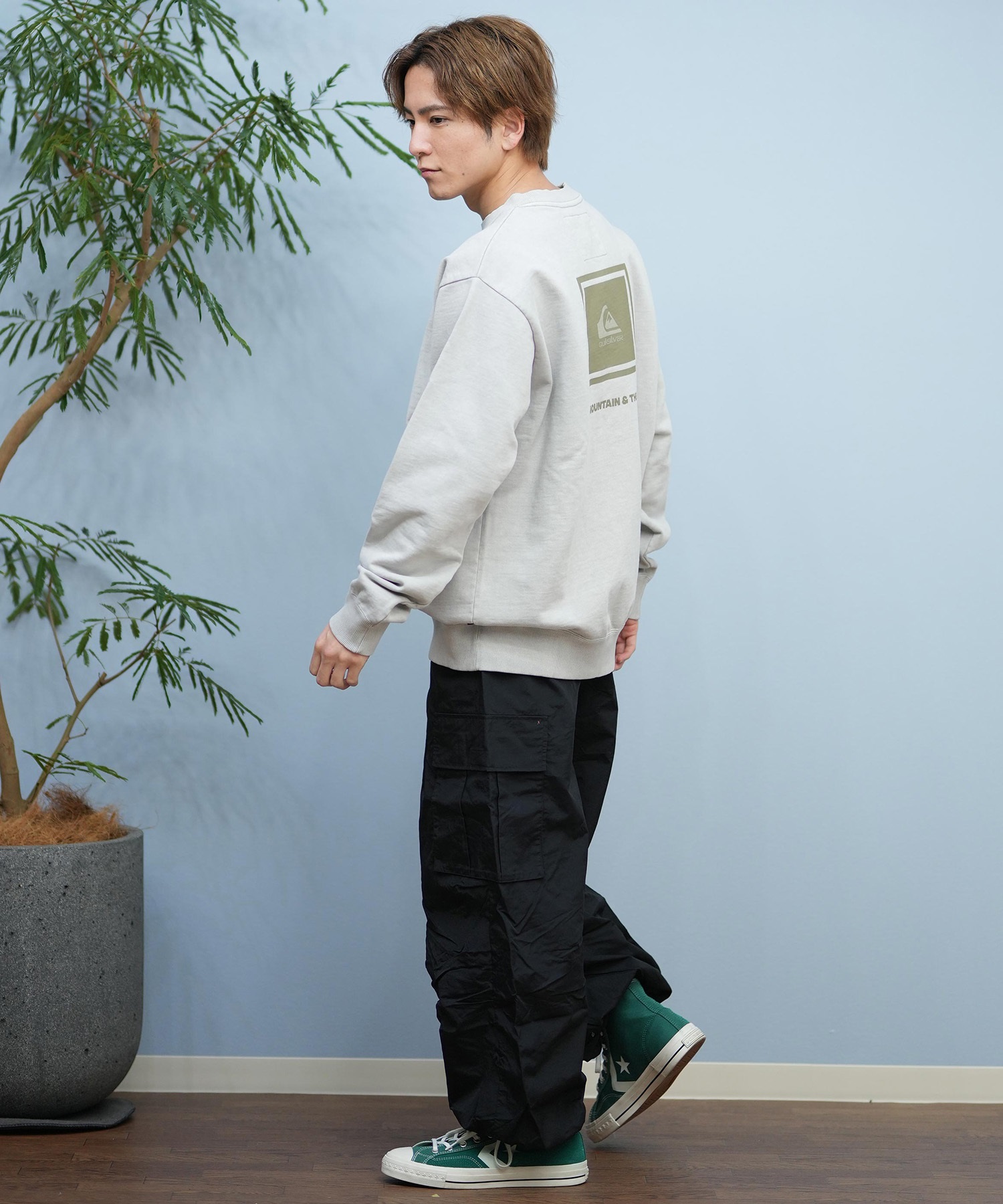 QUIKSILVER クイックシルバー トレーナー メンズ クルーネック スウェット バックプリント QS BOX CREW QPO251611M ムラサキスポーツ限定(BLK-M)