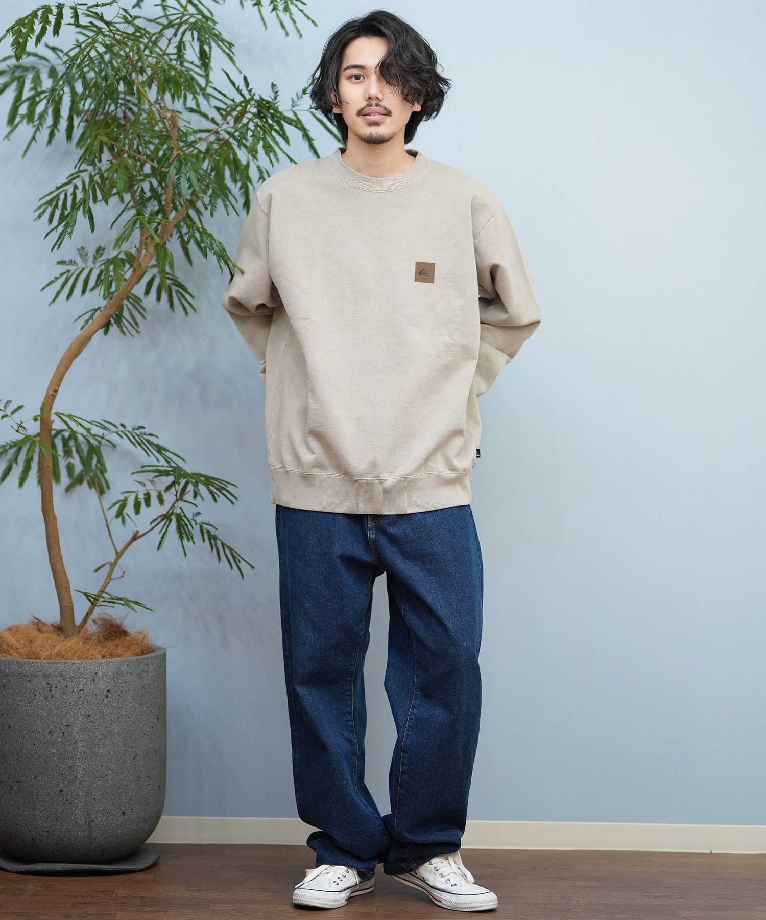 QUIKSILVER クイックシルバー トレーナー メンズ クルーネック スウェット バックプリント QS BOX CREW QPO251611M ムラサキスポーツ限定(BLK-M)