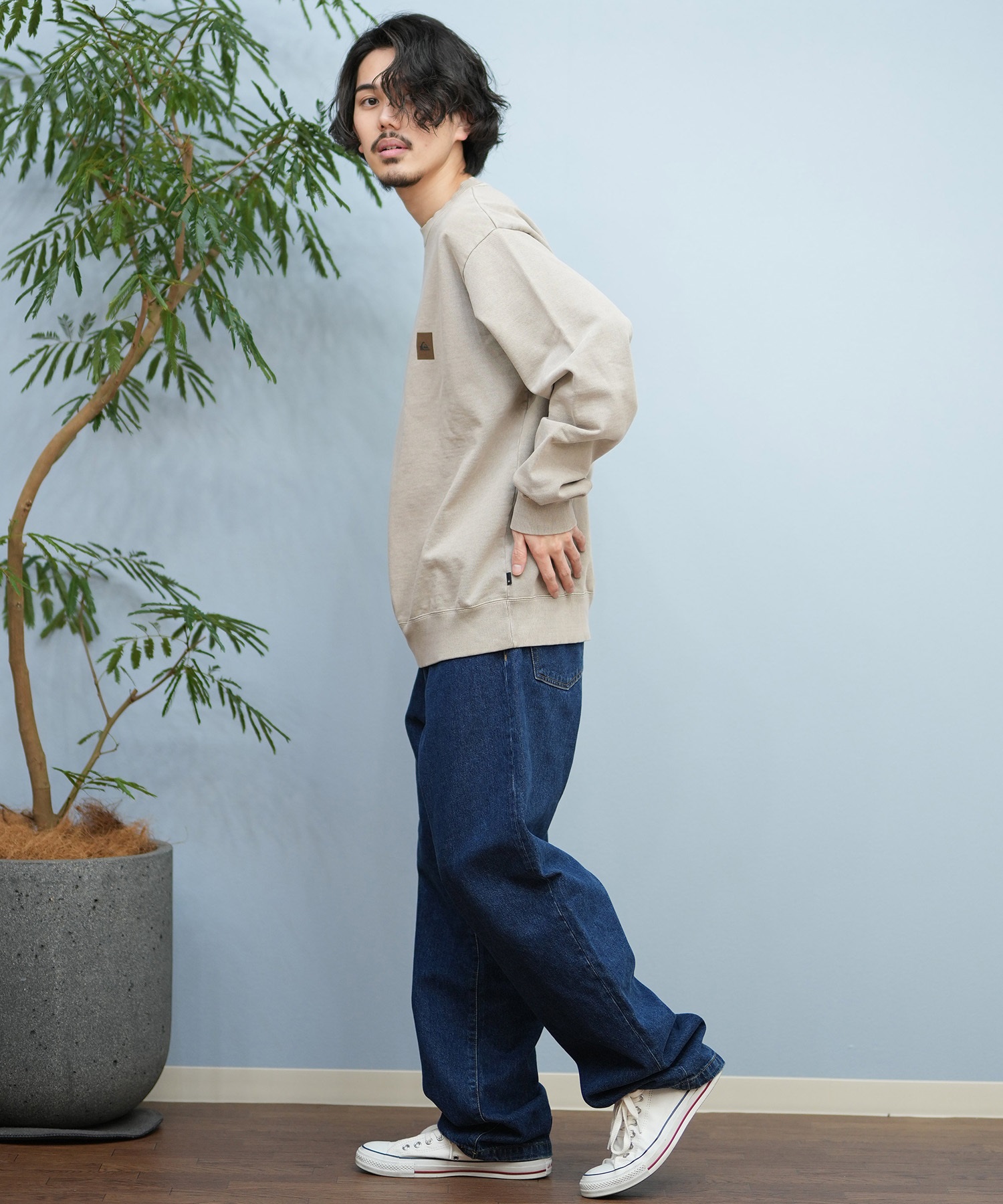 QUIKSILVER クイックシルバー トレーナー メンズ クルーネック スウェット バックプリント QS BOX CREW QPO251611M ムラサキスポーツ限定(BLK-M)