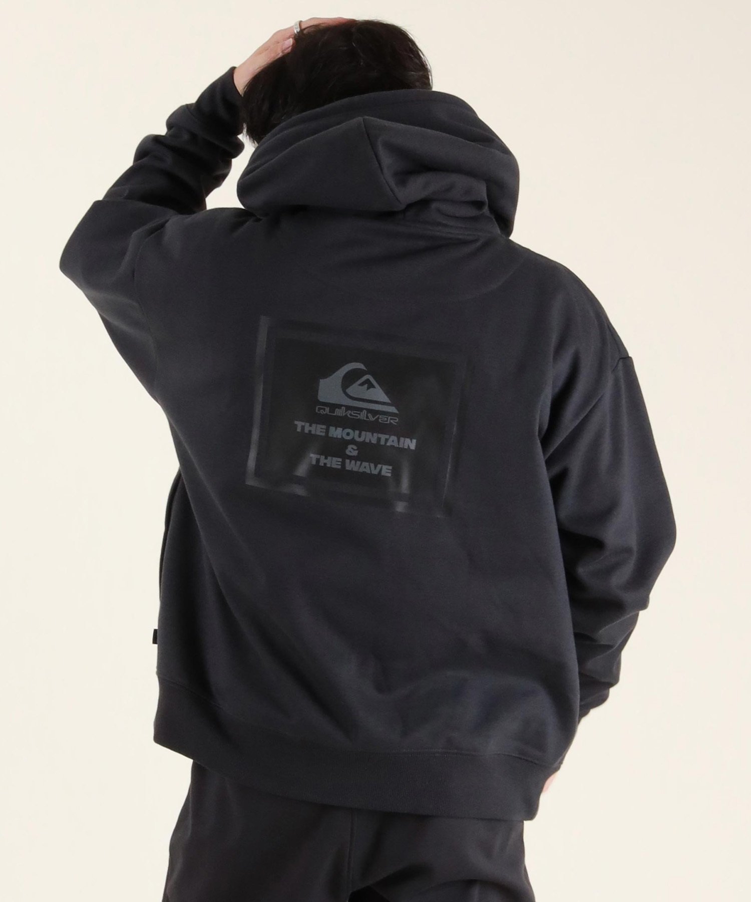 QUIKSILVER クイックシルバー プルオーバー パーカー メンズ スウェット フーディー バックプリント 防風 撥水 セットアップ対応 QPO254603M ムラサキスポーツ限定(BLK-M)