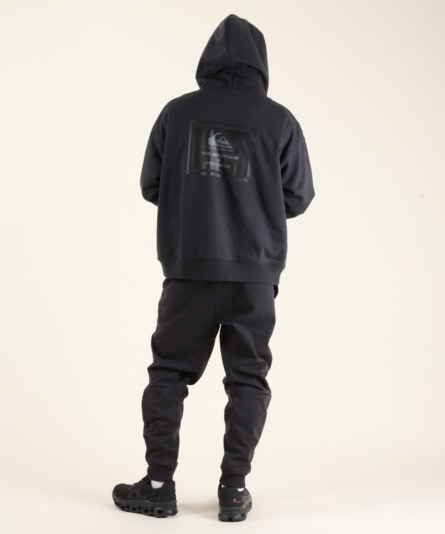 QUIKSILVER クイックシルバー プルオーバー パーカー メンズ スウェット フーディー バックプリント 防風 撥水 セットアップ対応 QPO254603M ムラサキスポーツ限定(BLK-M)