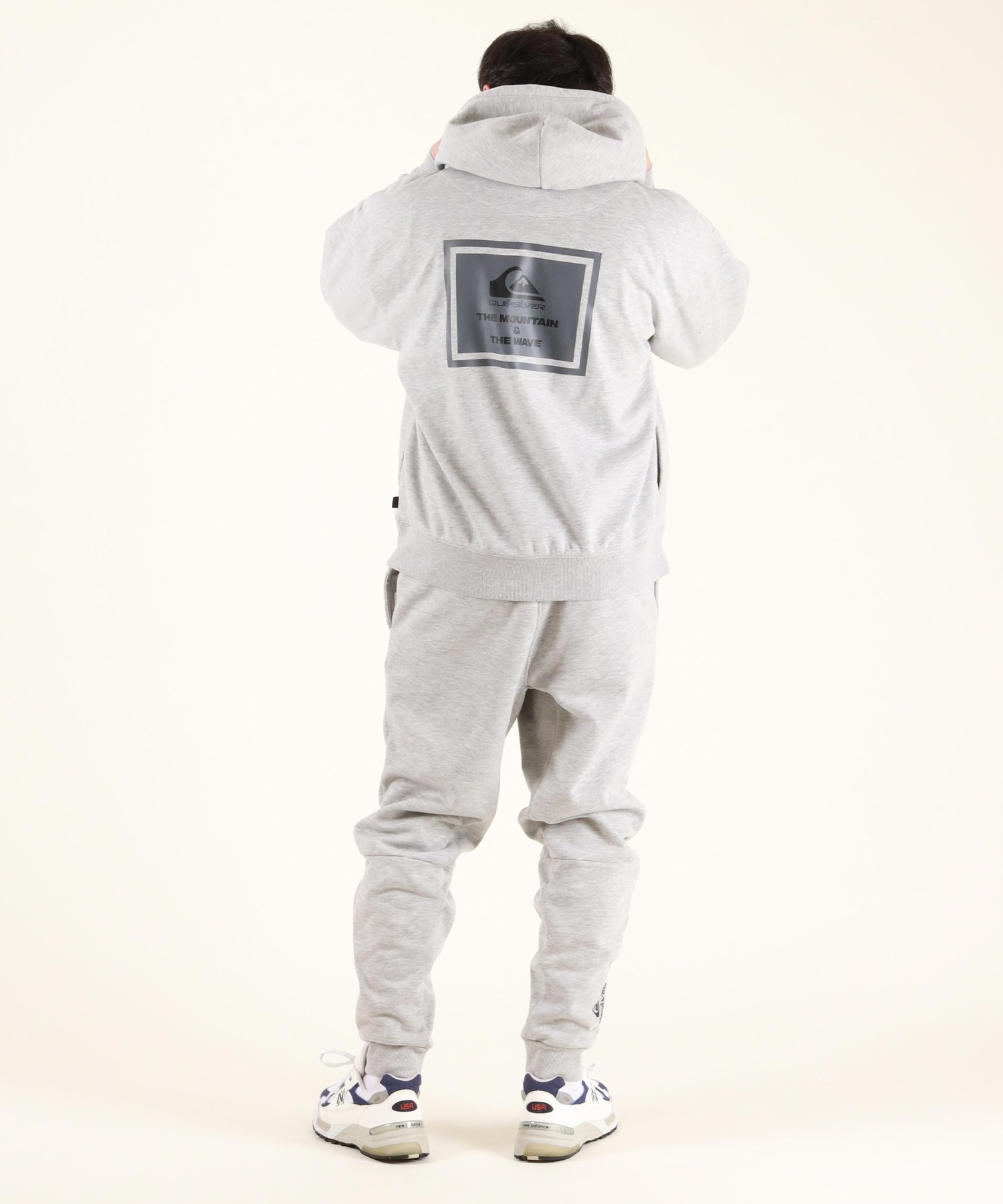 QUIKSILVER クイックシルバー プルオーバー パーカー メンズ スウェット フーディー バックプリント 防風 撥水 セットアップ対応 QPO254603M ムラサキスポーツ限定(BLK-M)