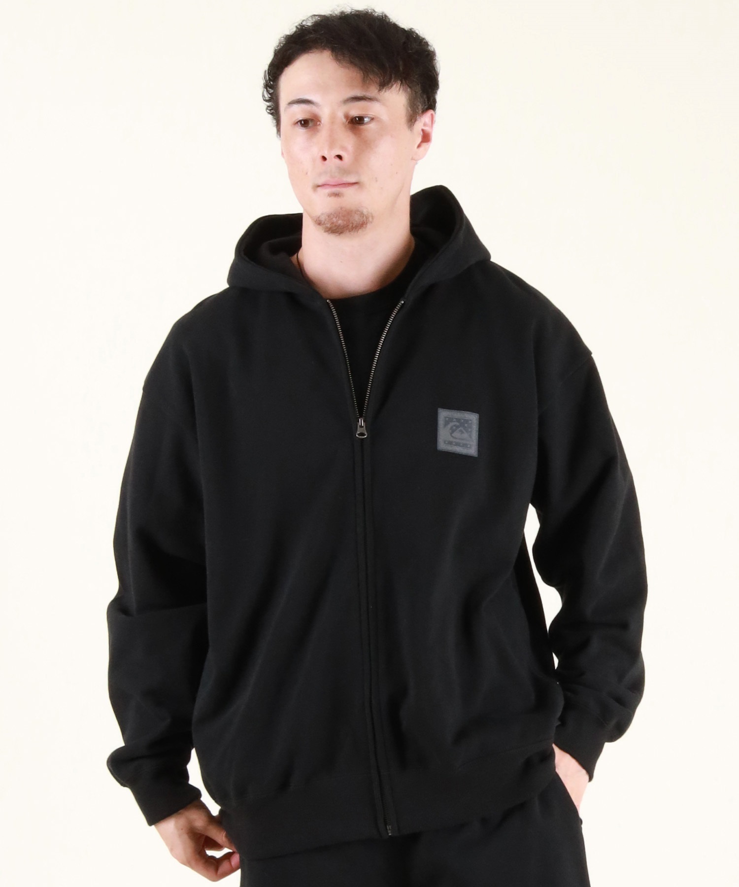 QUIKSILVER クイックシルバー ジップアップ パーカー メンズ バックプリント 裏毛 QZP254604M ムラサキスポーツ限定(BLK-M)