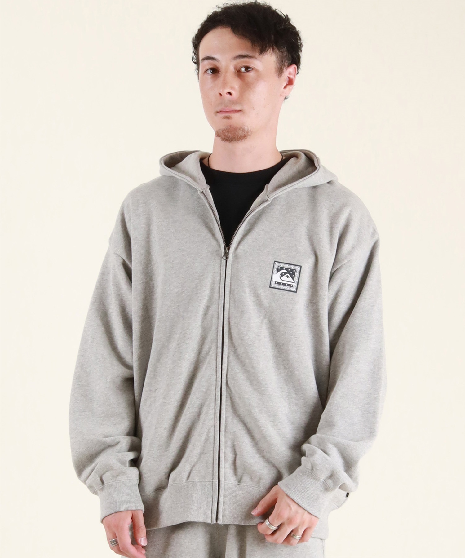 QUIKSILVER クイックシルバー ジップアップ パーカー メンズ バックプリント 裏毛 QZP254604M ムラサキスポーツ限定(BLK-M)