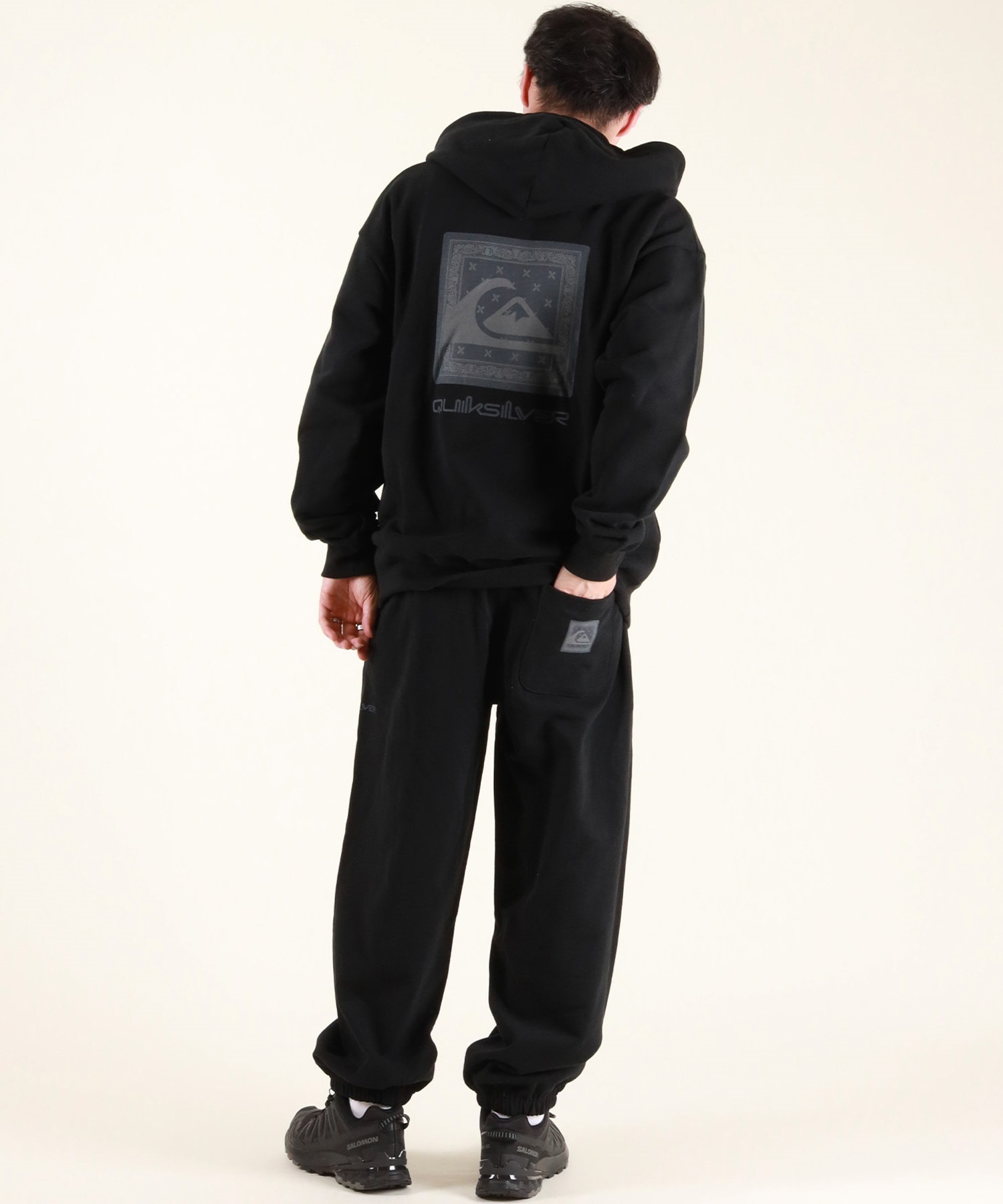 QUIKSILVER クイックシルバー ジップアップ パーカー メンズ バックプリント 裏毛 QZP254604M ムラサキスポーツ限定(BLK-M)