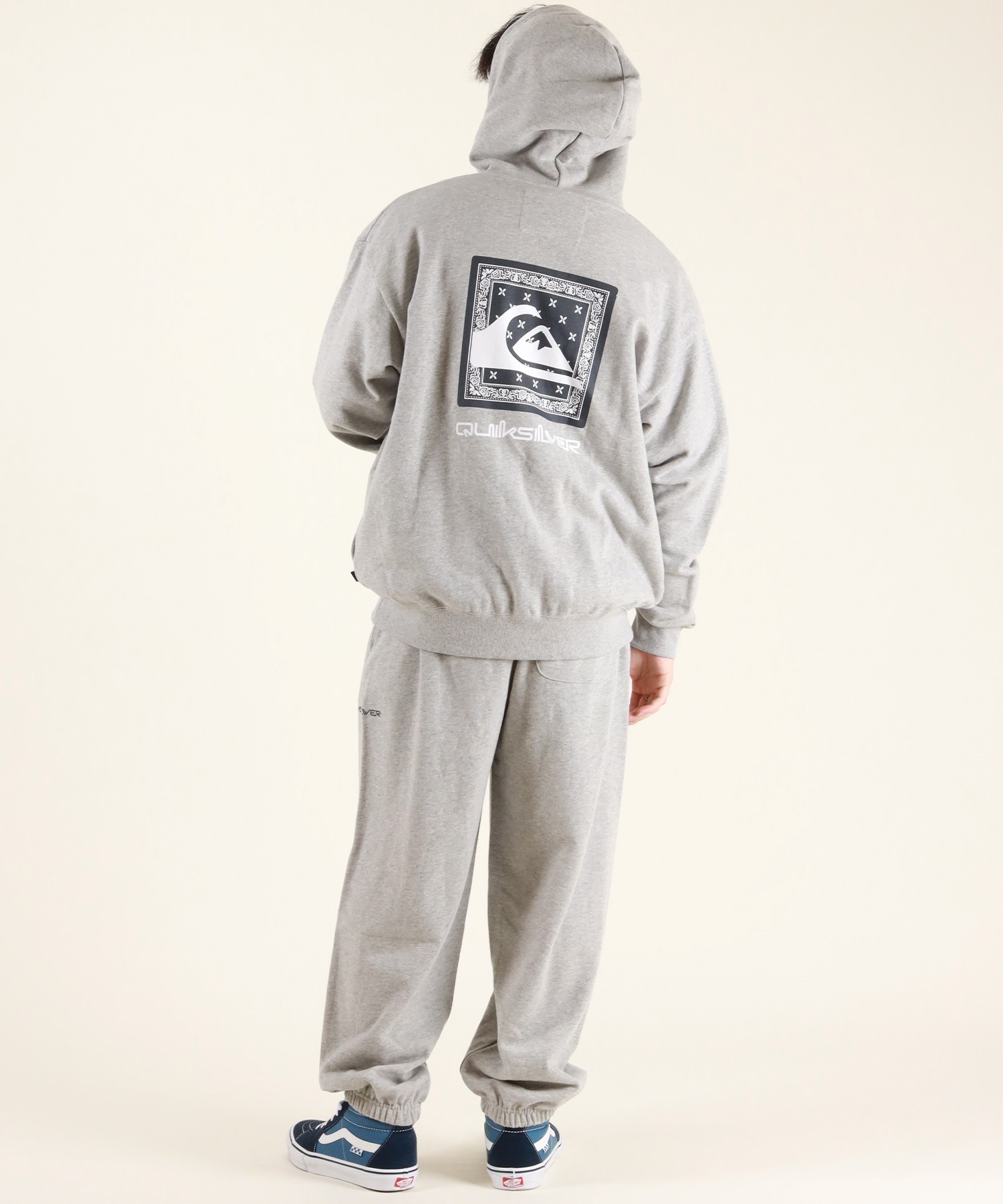 QUIKSILVER クイックシルバー ジップアップ パーカー メンズ バックプリント 裏毛 QZP254604M ムラサキスポーツ限定(BLK-M)