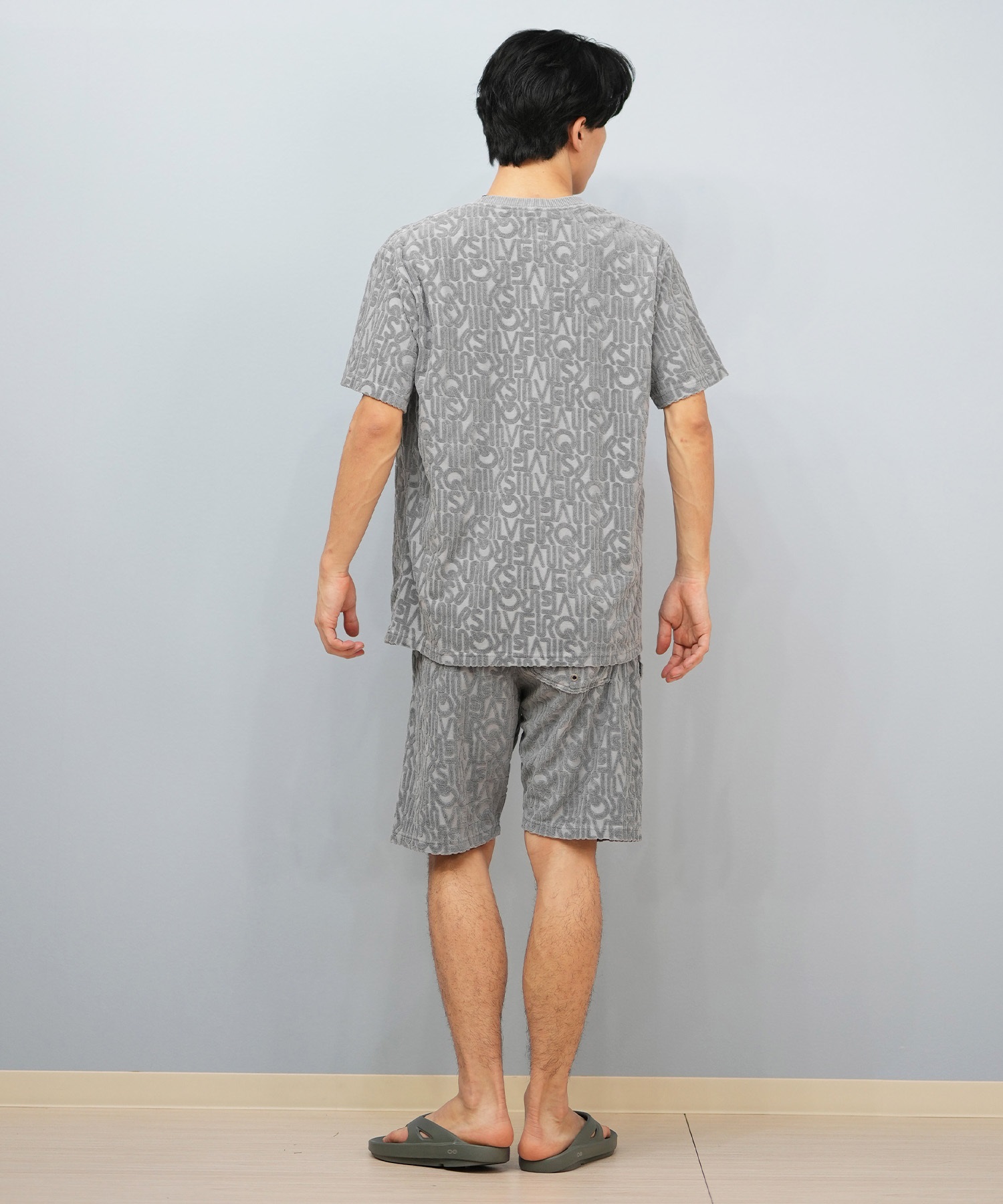 D-styleV12 パイル地　半袖Tシャツ グレー&ハーフパンツ QUIKSILVER クイックシルバー 半袖 Tシャツ メンズ パイル生地