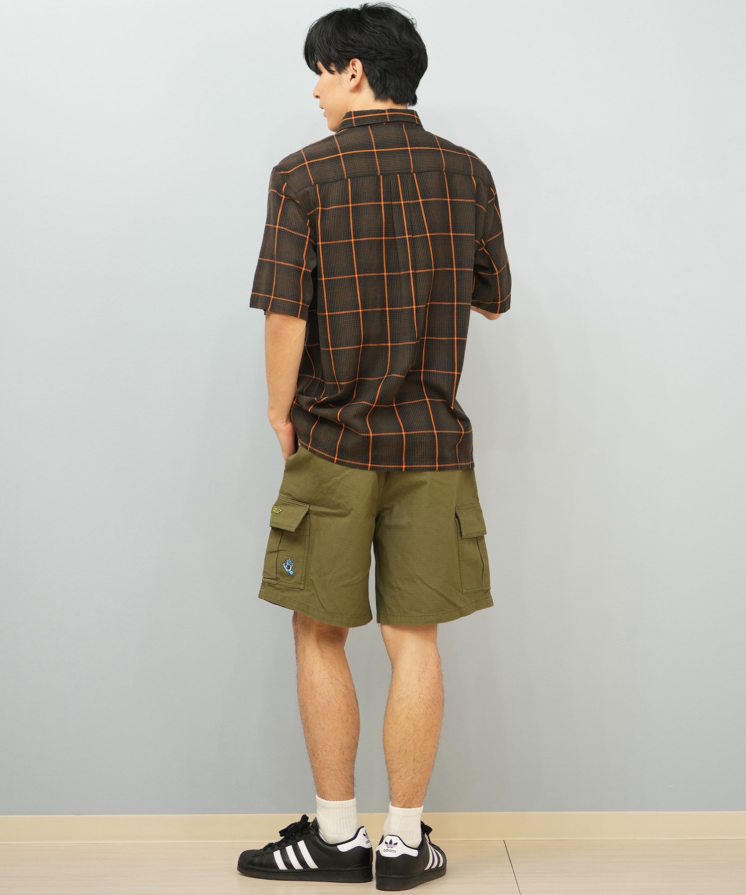 QUIKSILVER クイックシルバー 半袖 シャツ メンズ チェック ジップ 