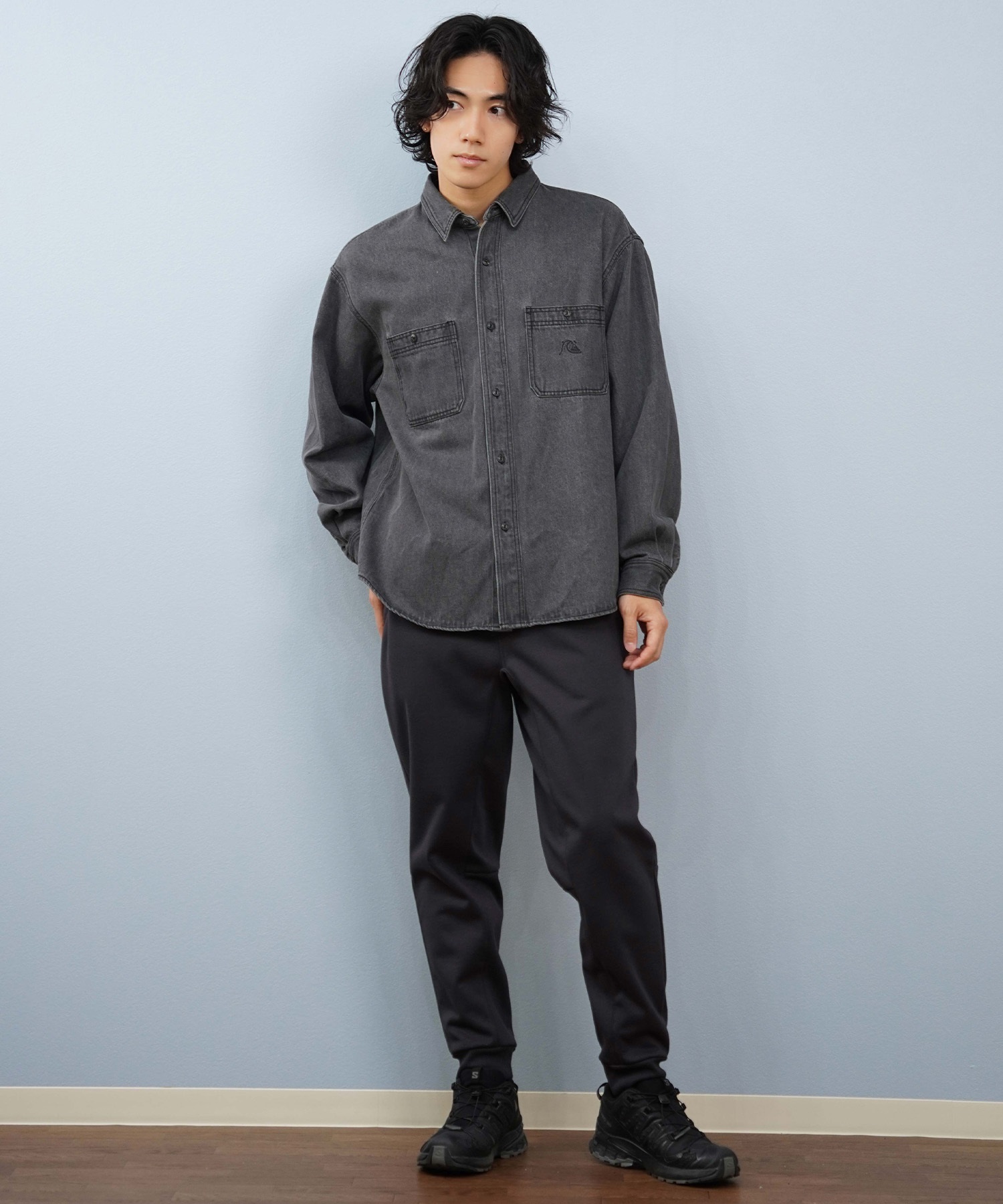 QUIKSILVER クイックシルバー ロングパンツ メンズ WR DOUBLE LOGO PANT フリースパンツ 防風 撥水 セットアップ対応 QPT254003(BLK-M)