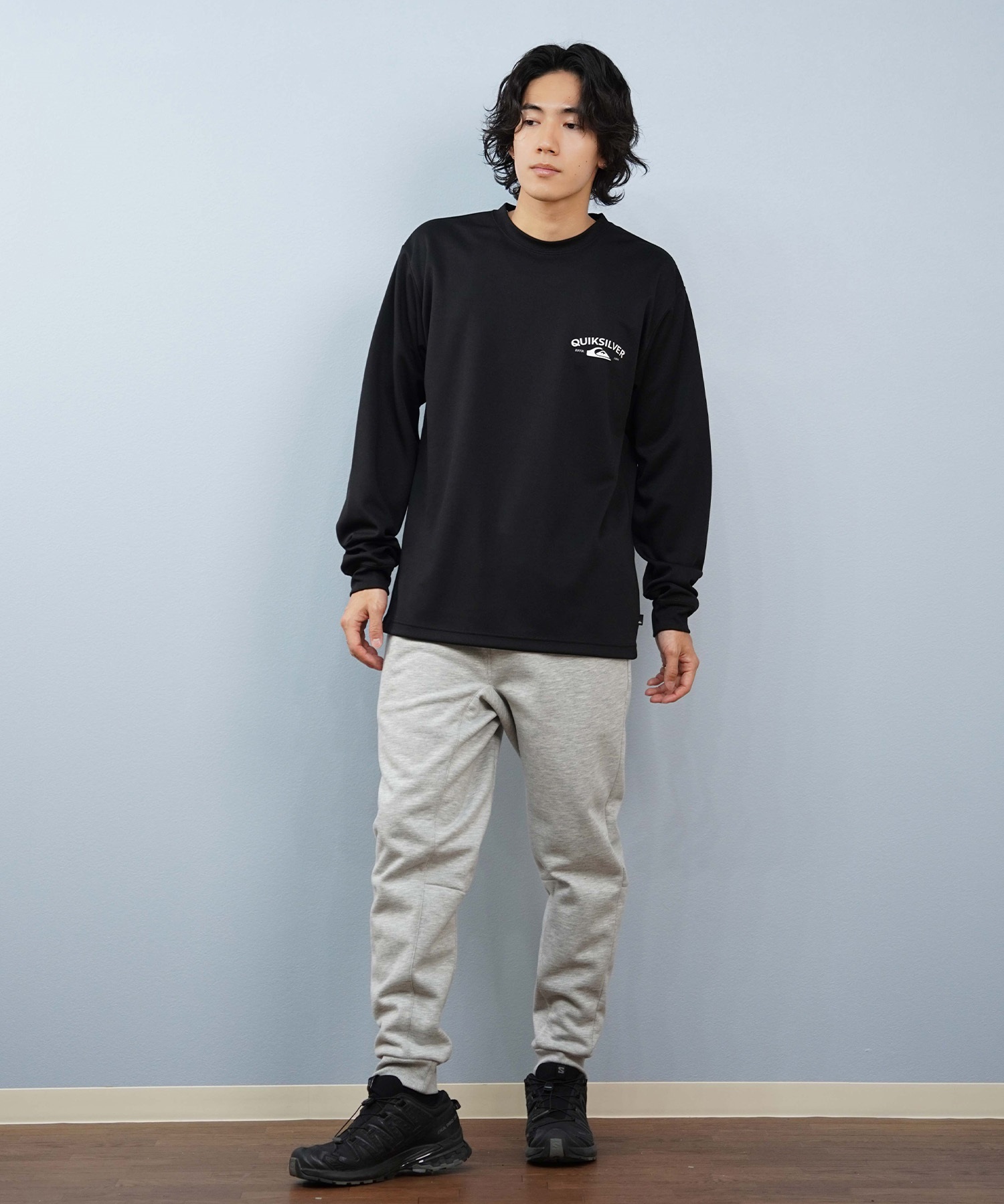 QUIKSILVER クイックシルバー ロングパンツ メンズ WR DOUBLE LOGO PANT フリースパンツ 防風 撥水 セットアップ対応 QPT254003(BLK-M)