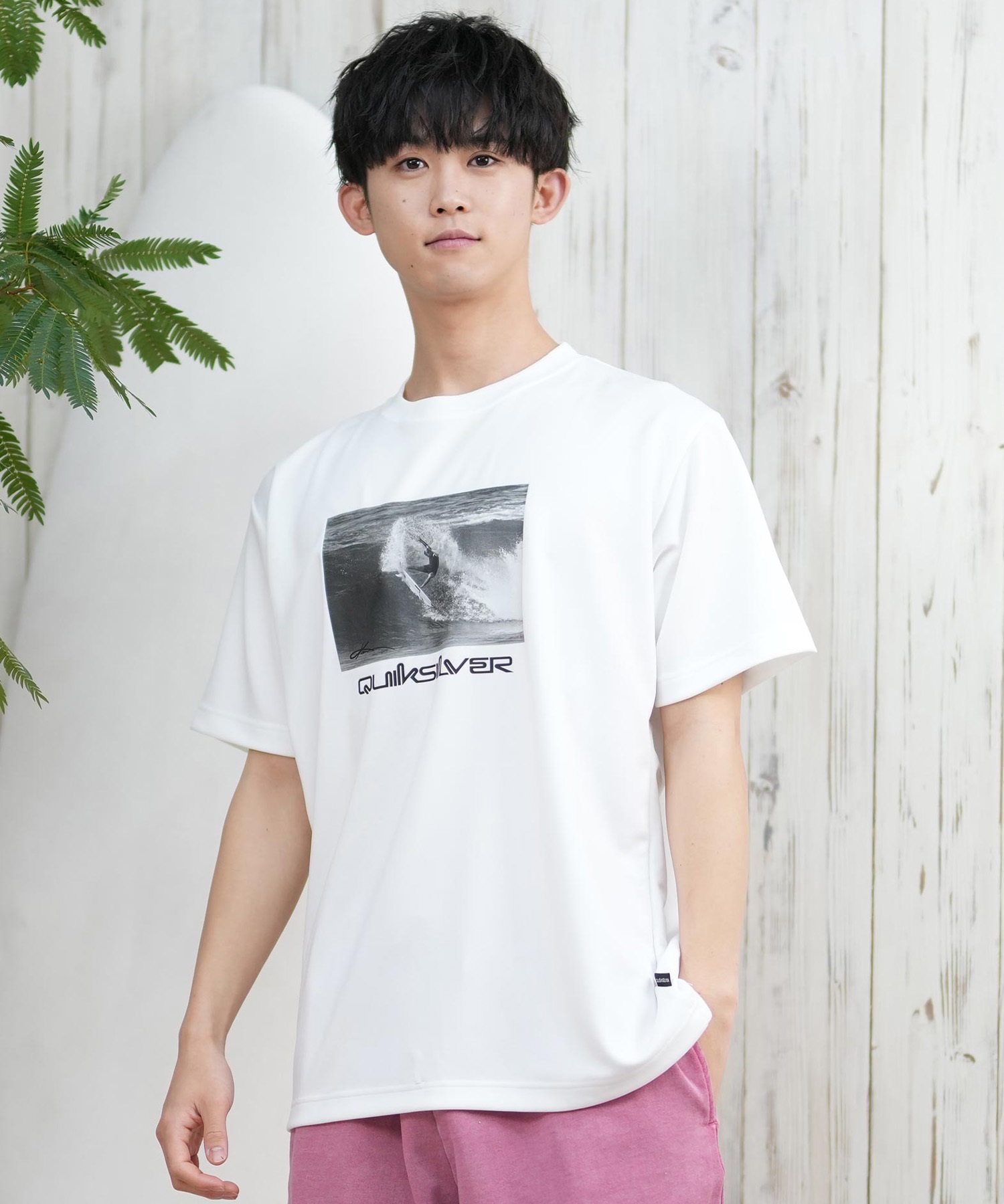 QUIKSILVER クイックシルバー ラッシュガード メンズ 半袖 Tシャツ 水陸両用 UVカット QLY251622M ムラサキスポーツ限定(WHT1-M)
