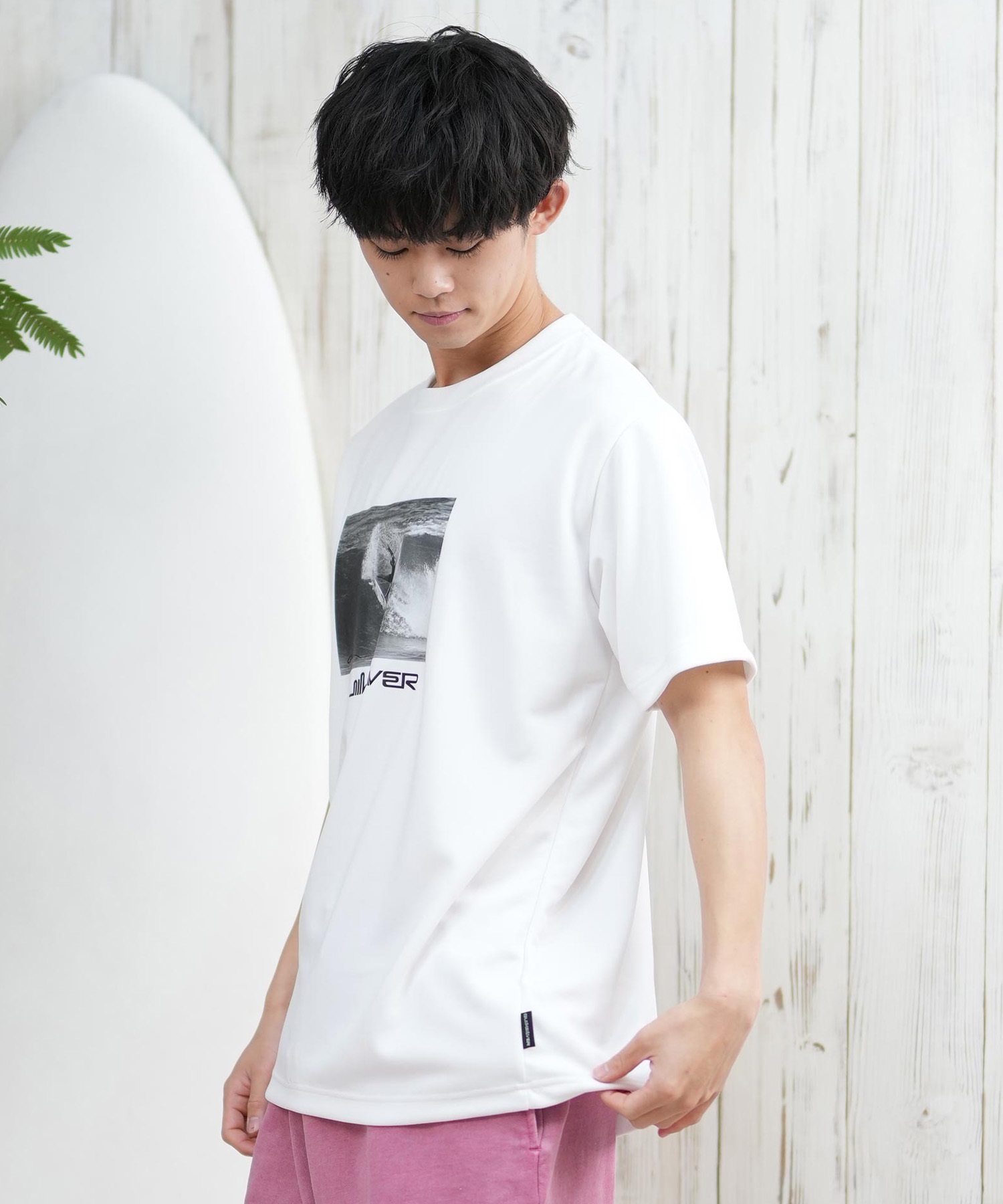 QUIKSILVER クイックシルバー ラッシュガード メンズ 半袖 Tシャツ 水陸両用 UVカット QLY251622M ムラサキスポーツ限定(WHT1-M)
