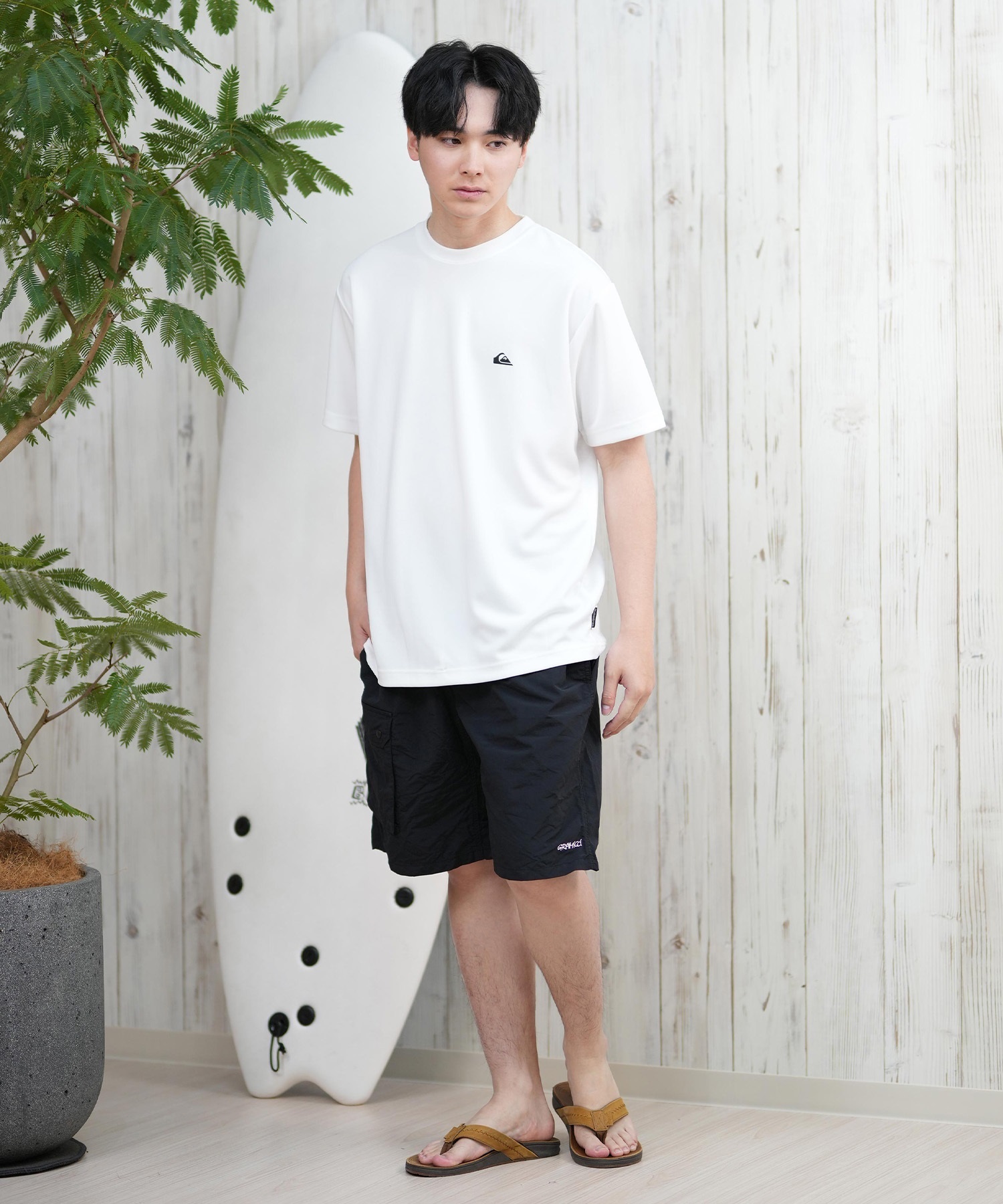 QUIKSILVER クイックシルバー ラッシュガード メンズ 半袖 Tシャツ 水陸両用 UVカット QLY251622M ムラサキスポーツ限定(WHT1-M)