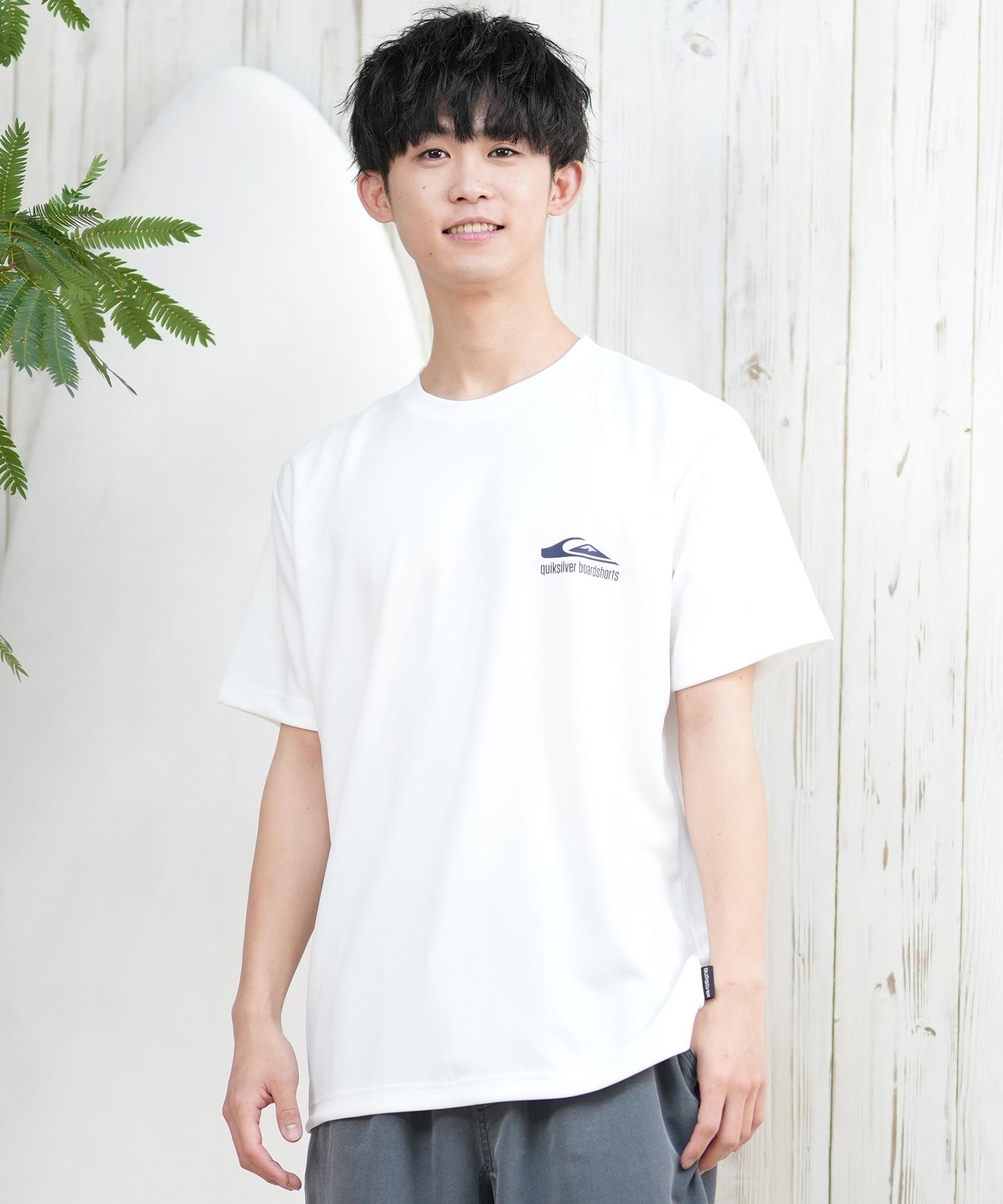 QUIKSILVER クイックシルバー ラッシュガード メンズ 半袖 Tシャツ バックプリント 水陸両用 UVカット QLY251623M ムラサキスポーツ限定(WHT-M)