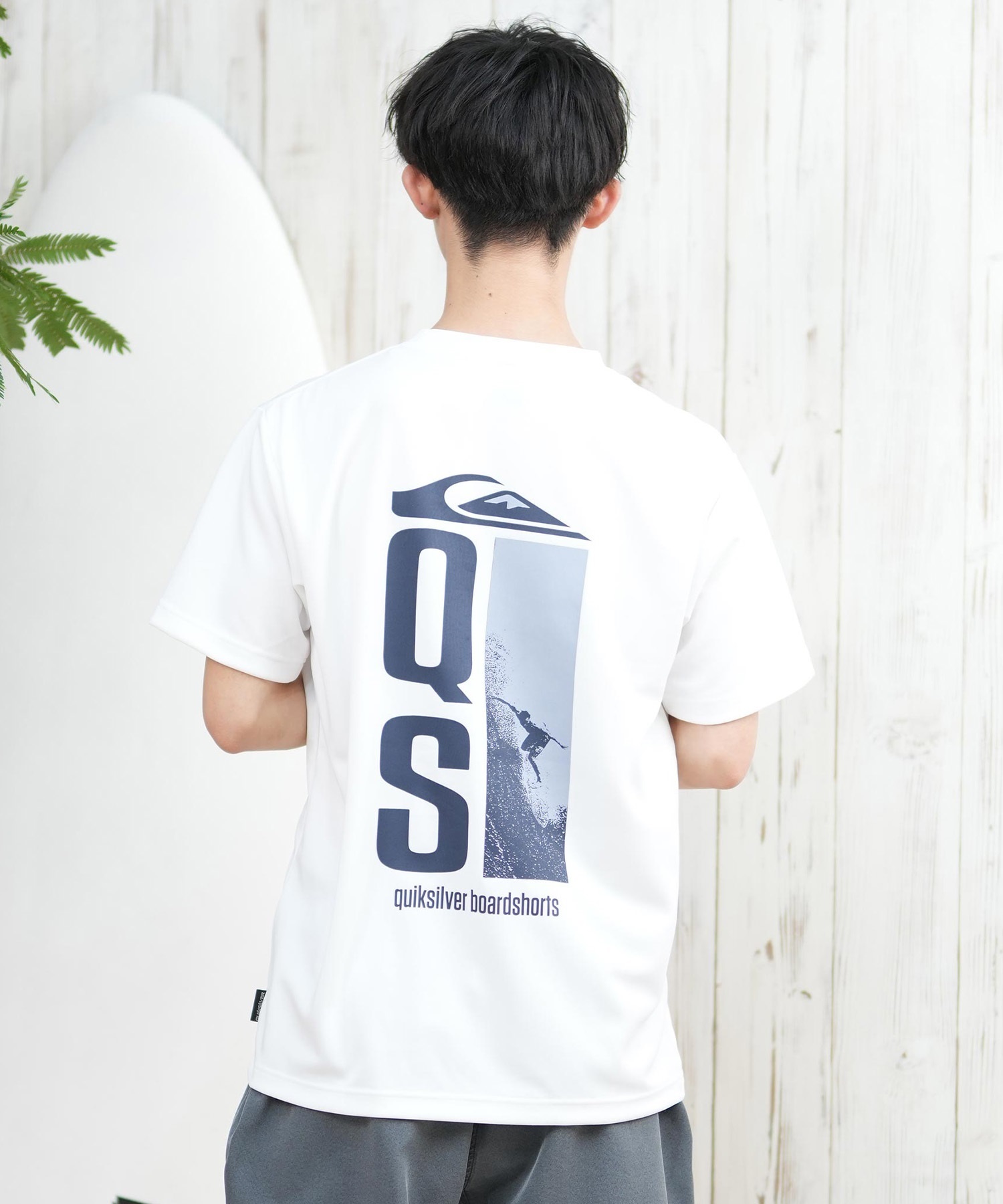 QUIKSILVER クイックシルバー ラッシュガード メンズ 半袖 Tシャツ バックプリント 水陸両用 UVカット QLY251623M ムラサキスポーツ限定(WHT-M)