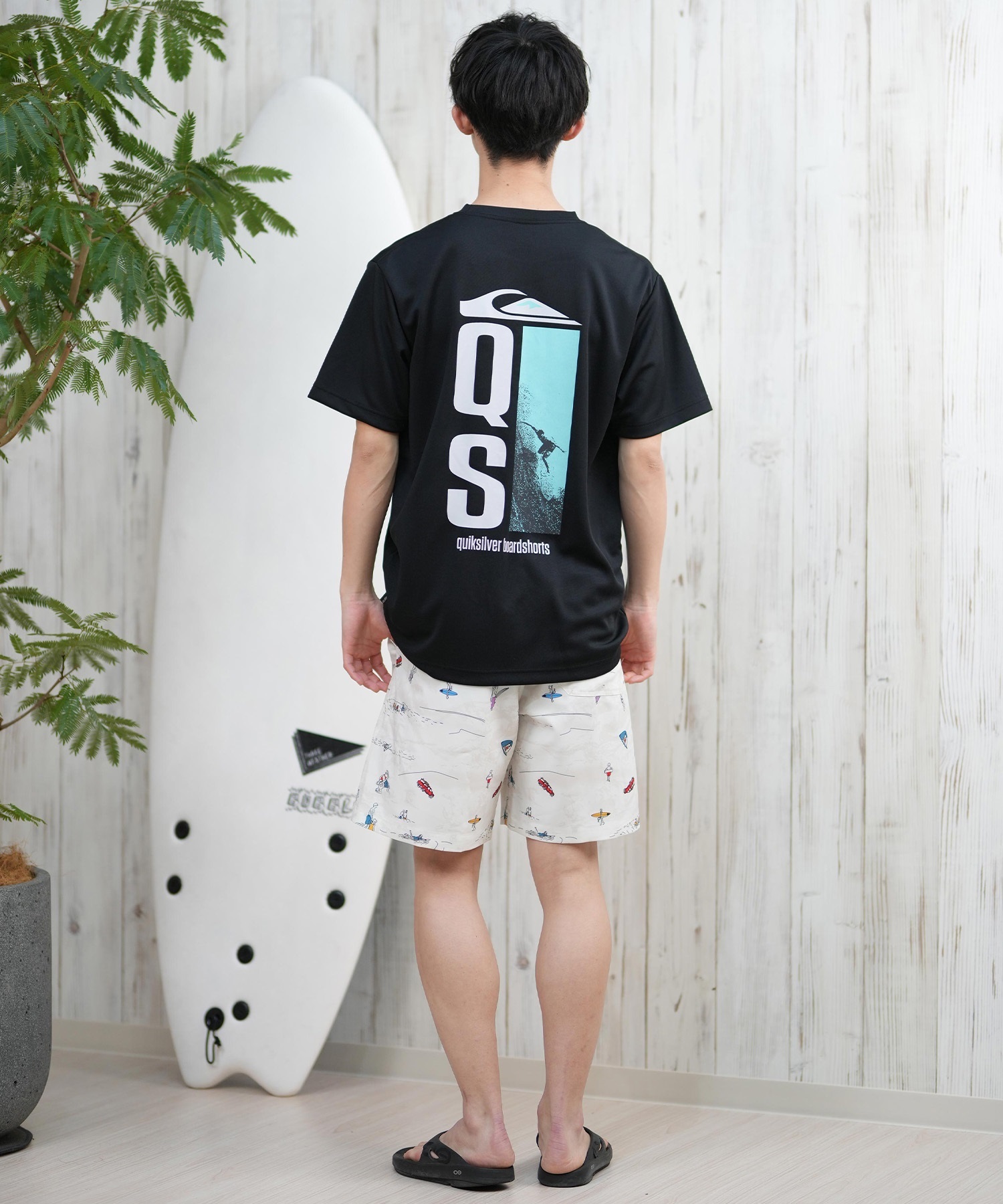 QUIKSILVER クイックシルバー ラッシュガード メンズ 半袖 Tシャツ バックプリント 水陸両用 UVカット QLY251623M ムラサキスポーツ限定(WHT-M)