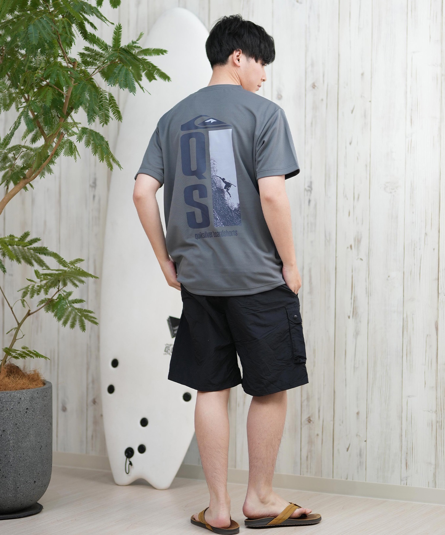 QUIKSILVER クイックシルバー ラッシュガード メンズ 半袖 Tシャツ バックプリント 水陸両用 UVカット QLY251623M ムラサキスポーツ限定(WHT-M)