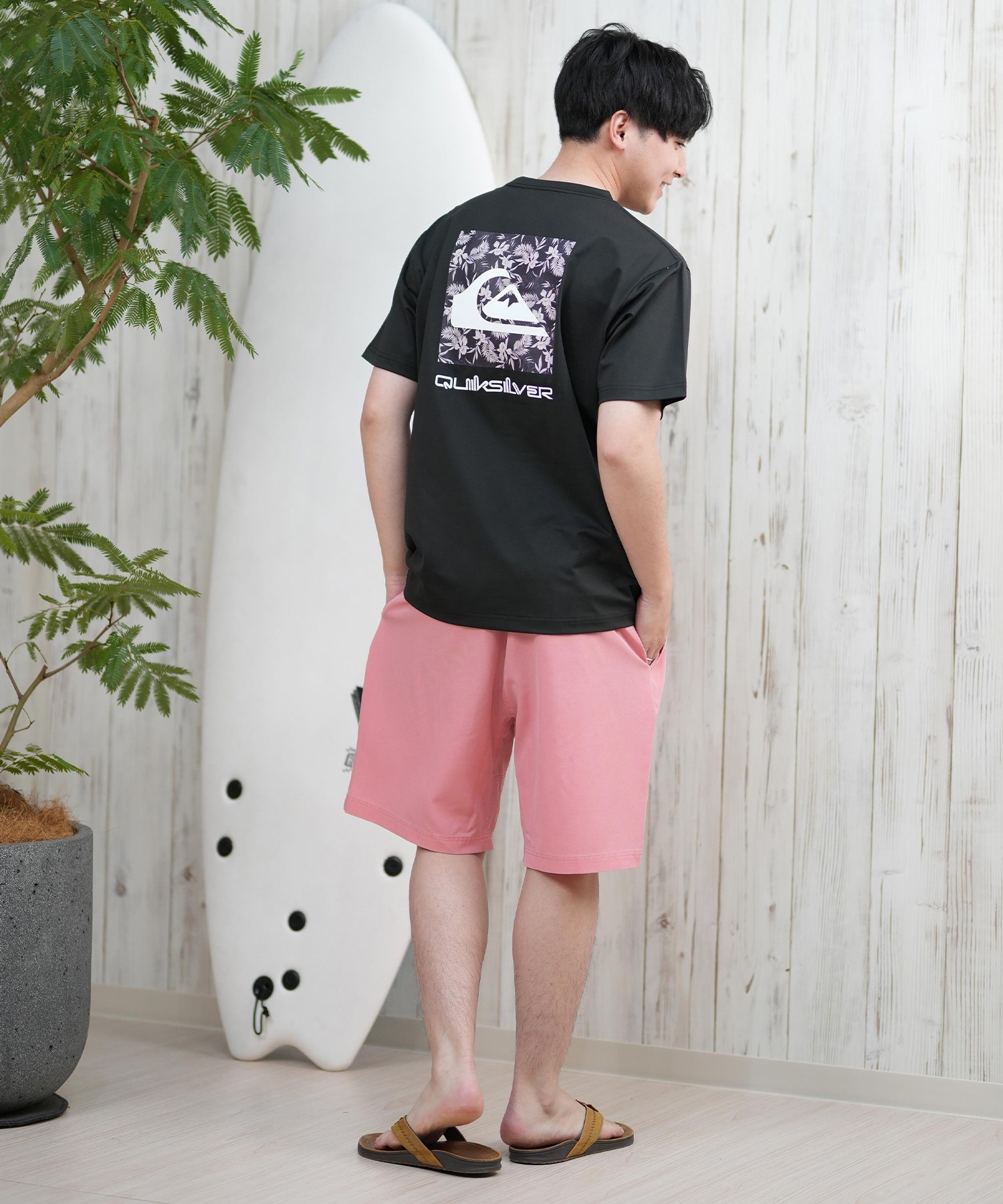 QUIKSILVER クイックシルバー ラッシュガード メンズ 半袖 Tシャツ バックプリント 水陸両用 UVカット QLY251624M ムラサキスポーツ限定(WHT1-M)