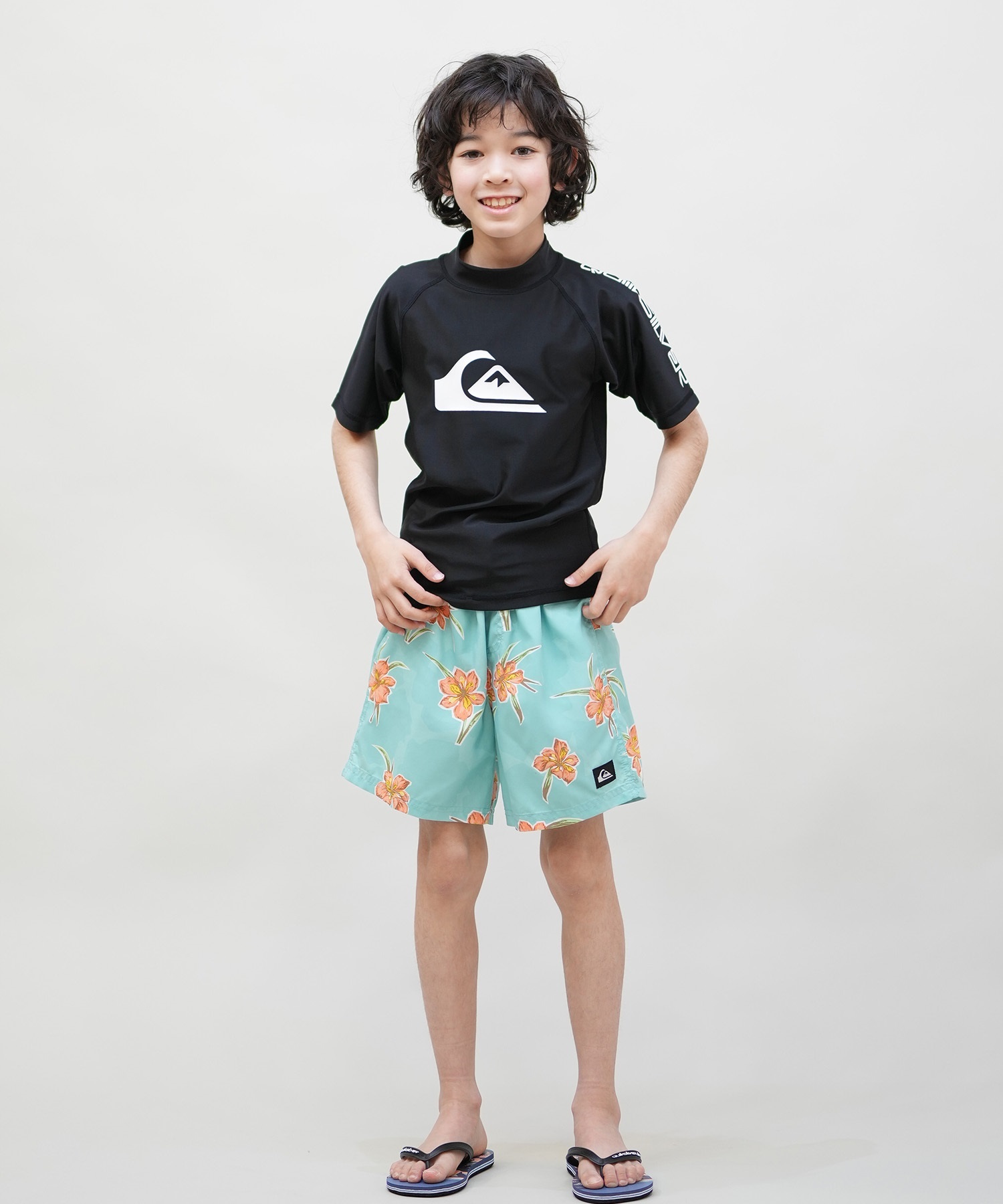 QUIKSILVER クイックシルバー 水着 海パン トランクス キッズ ジュニア 子供 EVERYDAY STRAIGHT VL YTH14 KBS251001(BLK-130cm)