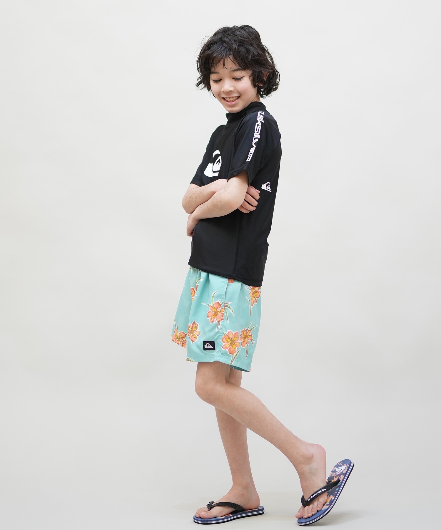 QUIKSILVER クイックシルバー 水着 海パン トランクス キッズ ジュニア 子供 EVERYDAY STRAIGHT VL YTH14 KBS251001(BLK-130cm)