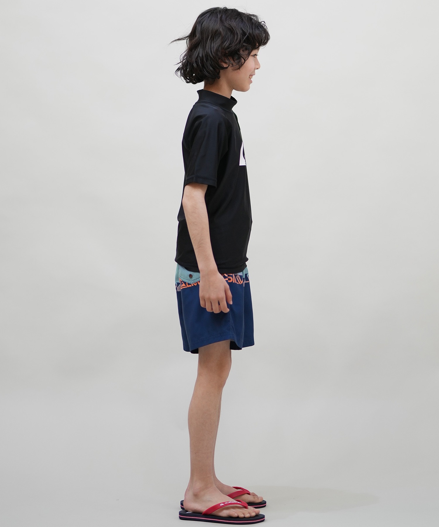 QUIKSILVER クイックシルバー 水着 海パン トランクス サーフパンツ キッズ ジュニア 子供 EVERYDAY WORDBLOCK VL YTH KBS251002(BLK-130cm)