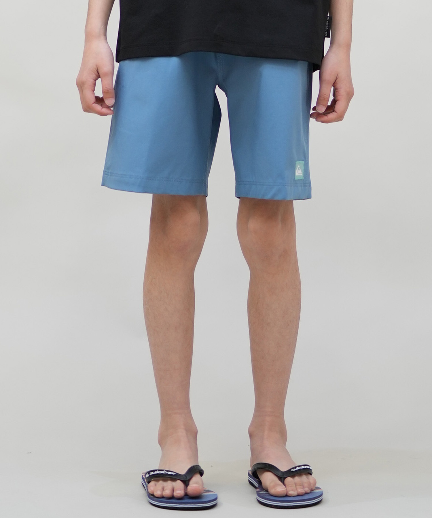 QUIKSILVER クイックシルバー 水着 海パン トランクス サーフパンツ キッズ ジュニア 子供 シンプル ロゴ SOLID VOLLEY YOUTH 16NB KBS252001(BLK-130cm)