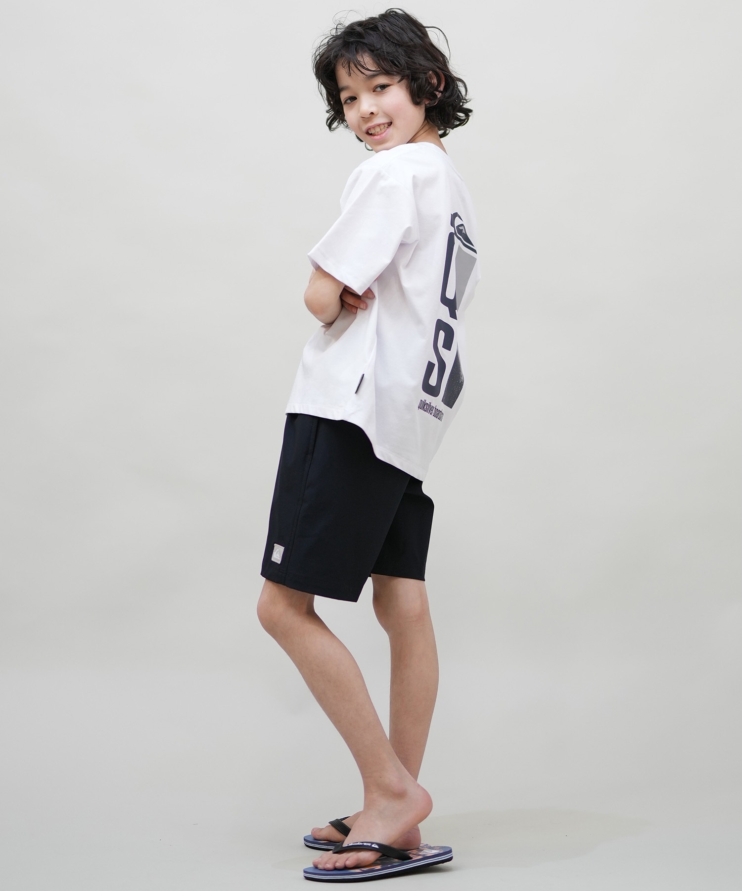 QUIKSILVER クイックシルバー 水着 海パン トランクス サーフパンツ キッズ ジュニア 子供 シンプル ロゴ SOLID VOLLEY YOUTH 16NB KBS252001(BLK-130cm)