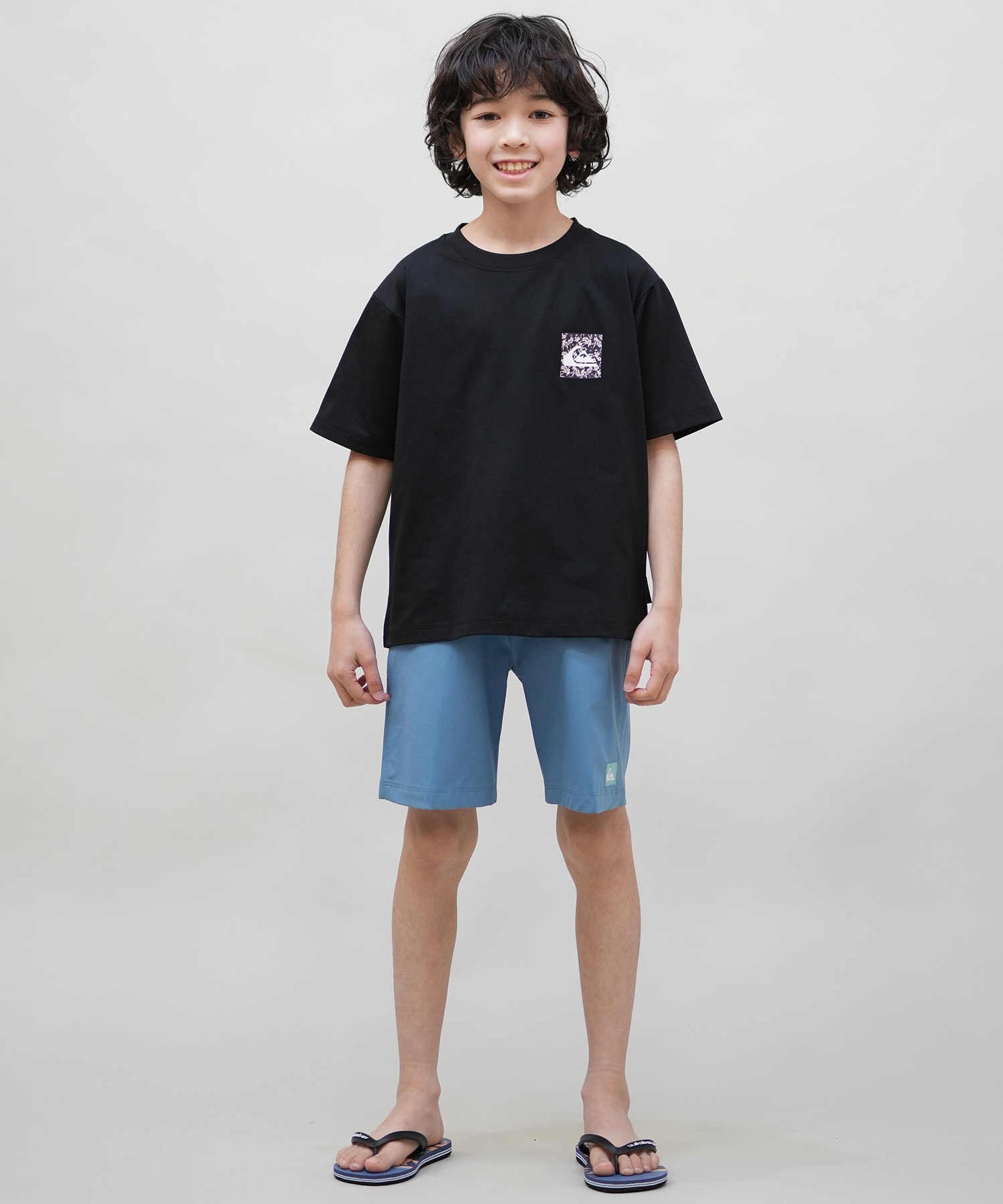 QUIKSILVER クイックシルバー 水着 海パン トランクス サーフパンツ キッズ ジュニア 子供 シンプル ロゴ SOLID VOLLEY YOUTH 16NB KBS252001(BLK-130cm)