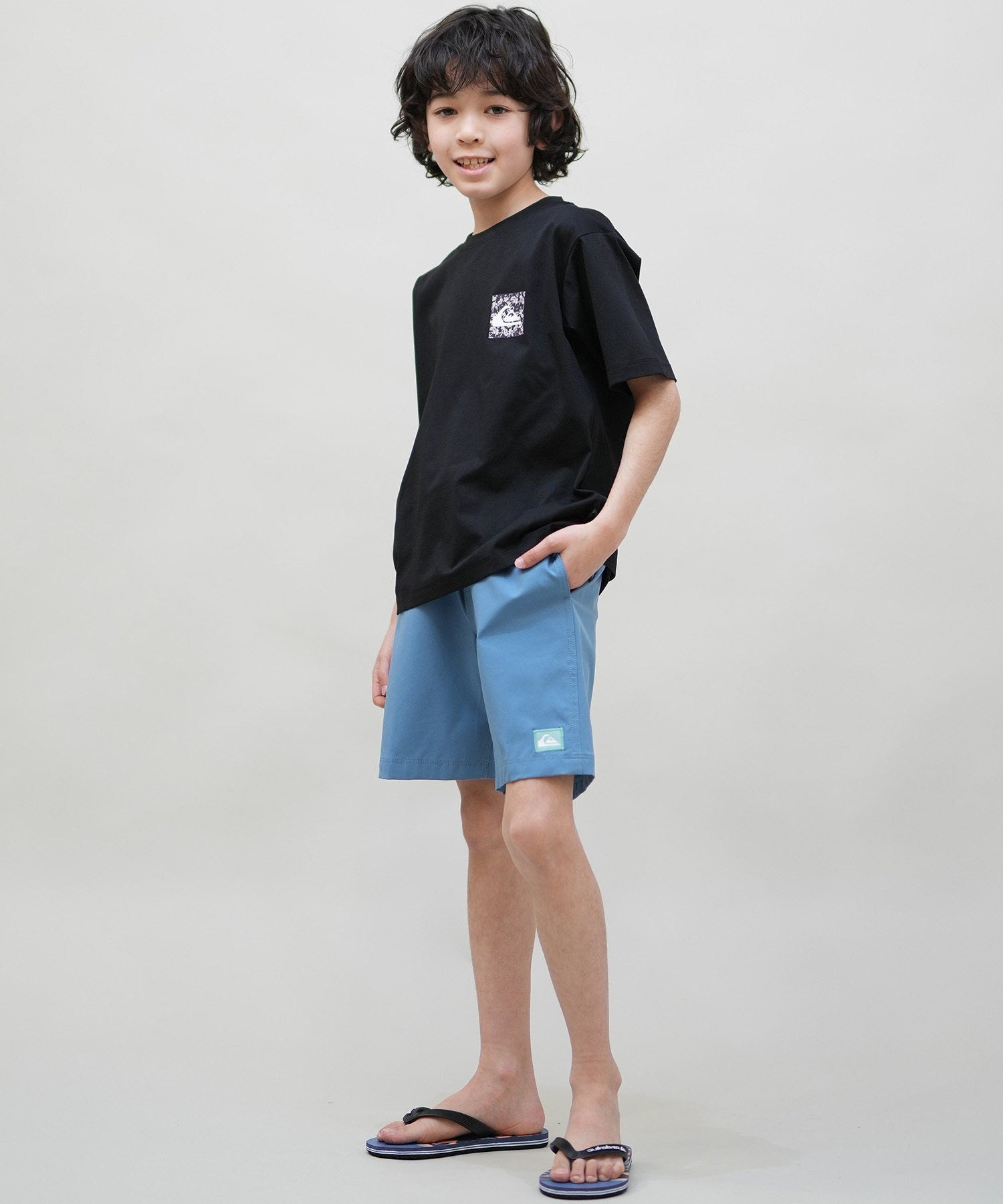 QUIKSILVER クイックシルバー 水着 海パン トランクス サーフパンツ キッズ ジュニア 子供 シンプル ロゴ SOLID VOLLEY YOUTH 16NB KBS252001(BLK-130cm)