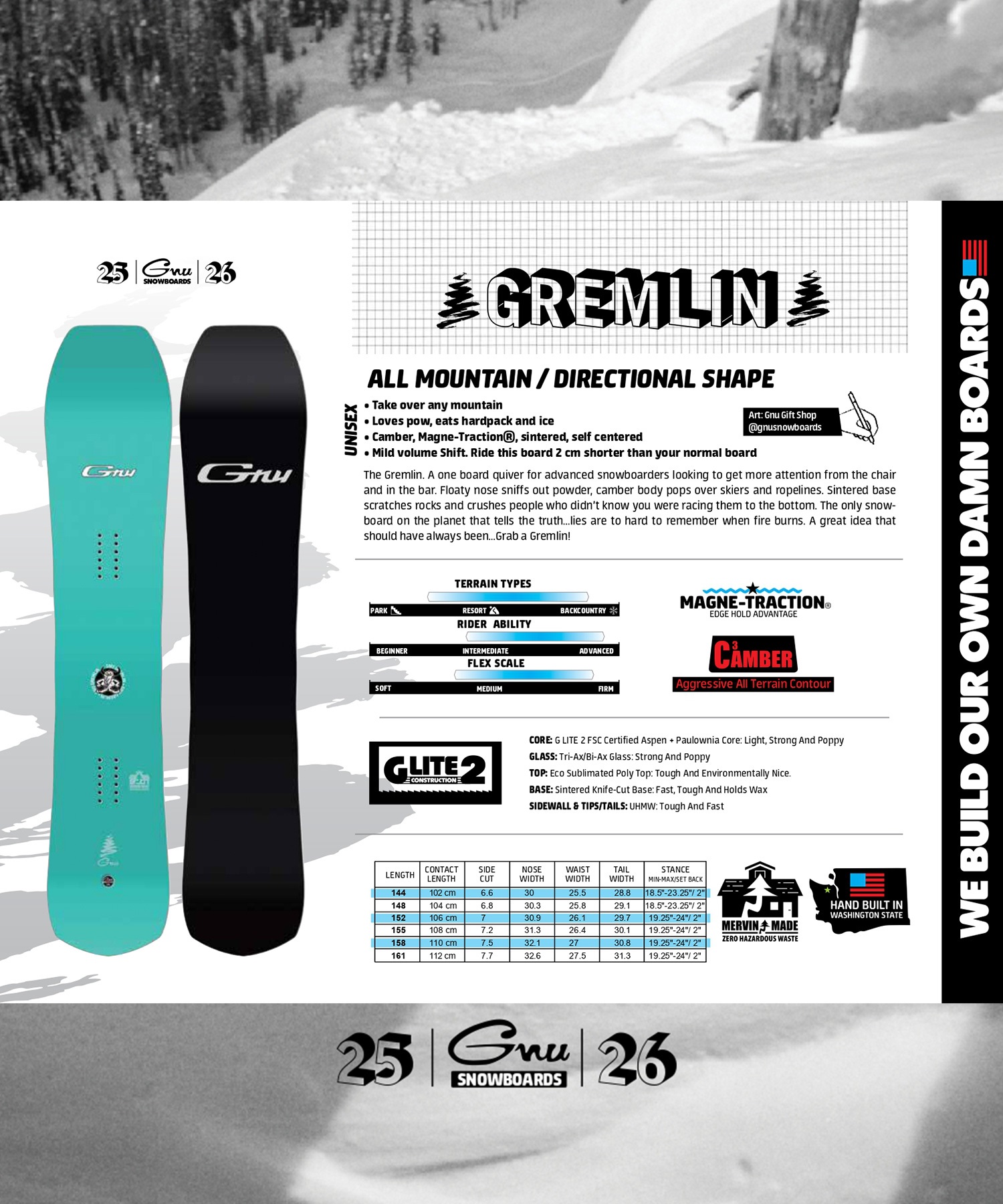 スノーボード GNU GREMLIN ALL MOUNTAIN - DIRECTIONAL GNU Gremlin Snowboard | GNU Snowboards 2025-2026