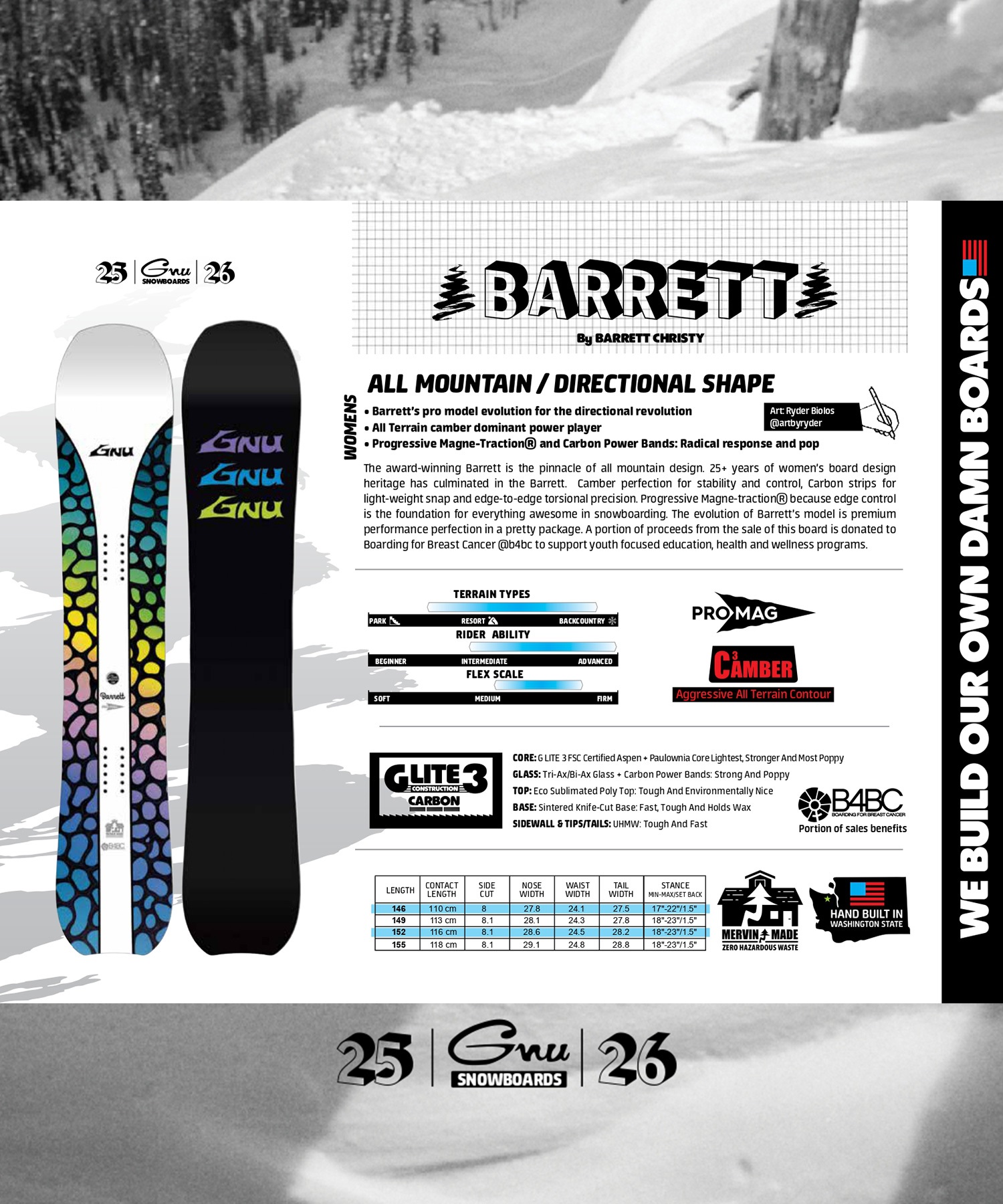 2526】 GNU グヌー スノーボード 板 メンズ BARRETT ムラサキスポーツ