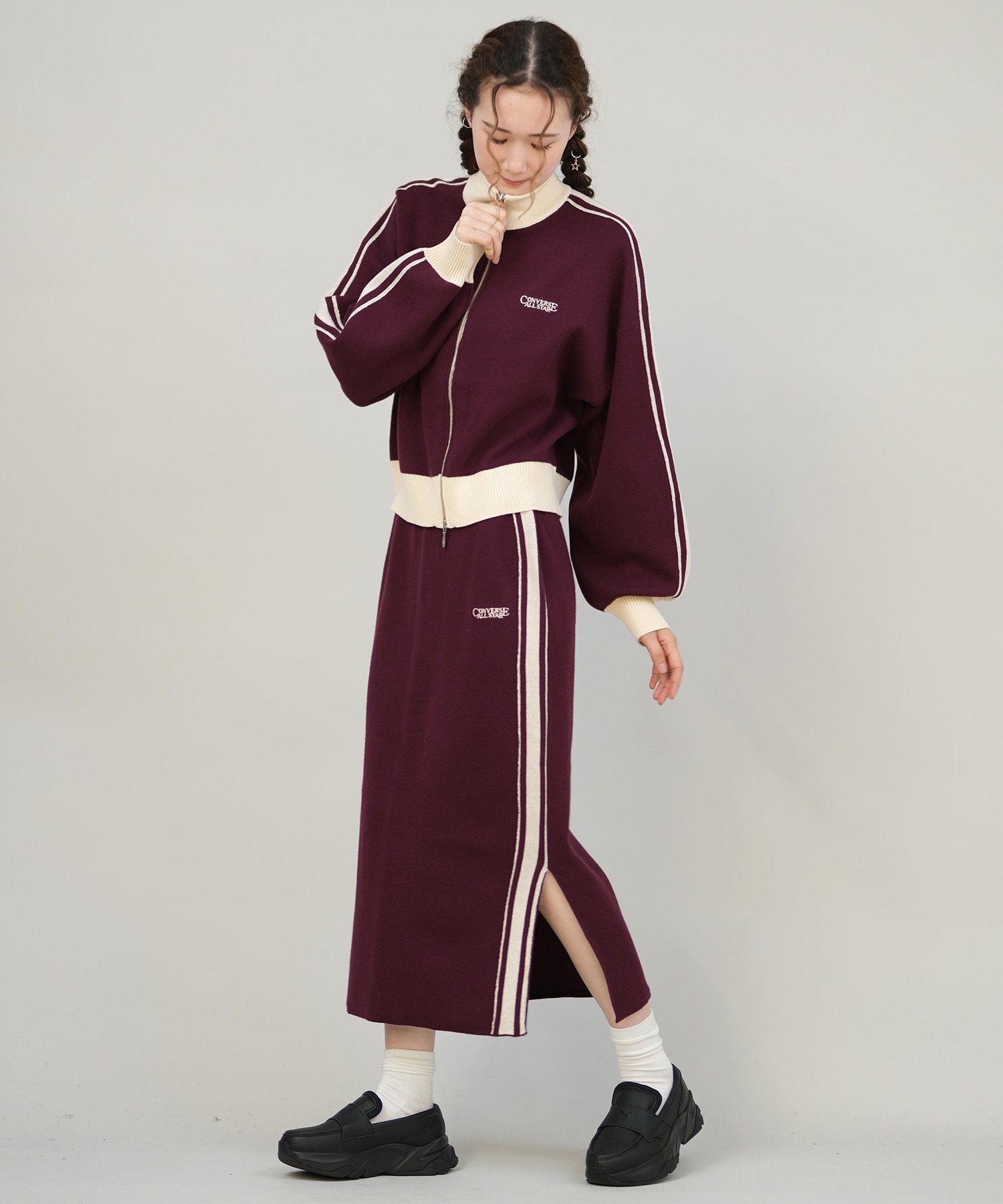 CONVERSE コンバース アウター レディース ニットジャケット ライン