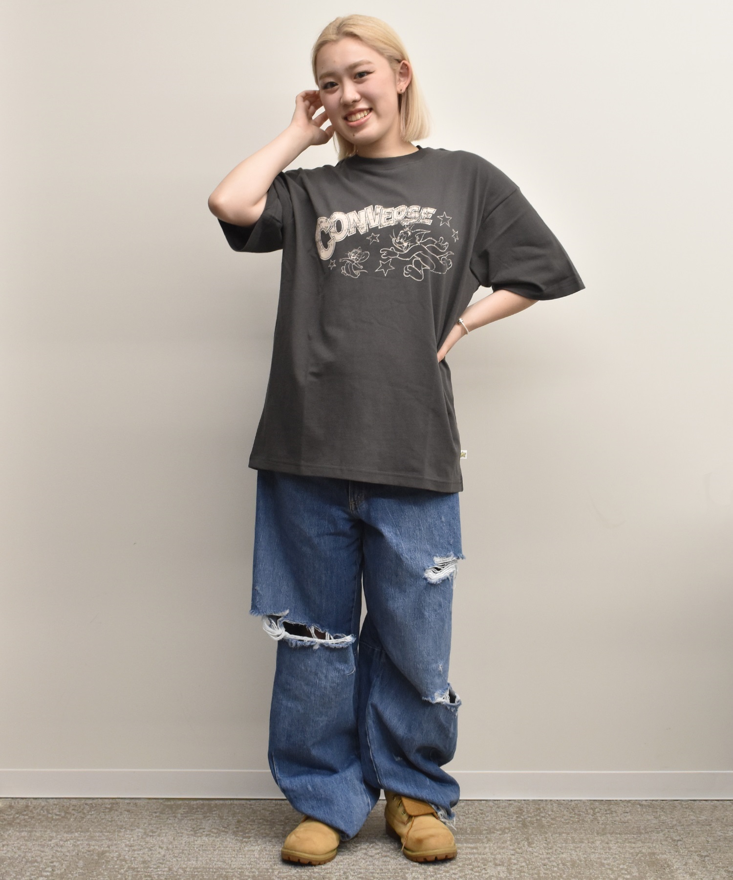 トップス TOM TOM and JERRY CV EMBROIDERY BIG T (オフホワイト_F