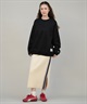 CONVERSE コンバース ロングスカート レディース ニットスカート サイドライン ナロースカート セットアップ対応  5487-6462(49BK-M)