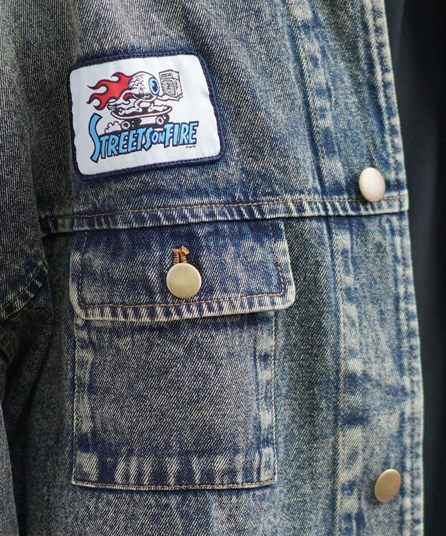 SANTACRUZ サンタクルーズ アウター メンズ デニムジャケット ワッペン 刺繍 502251101 ムラサキスポーツ限定(OVDBK-M)