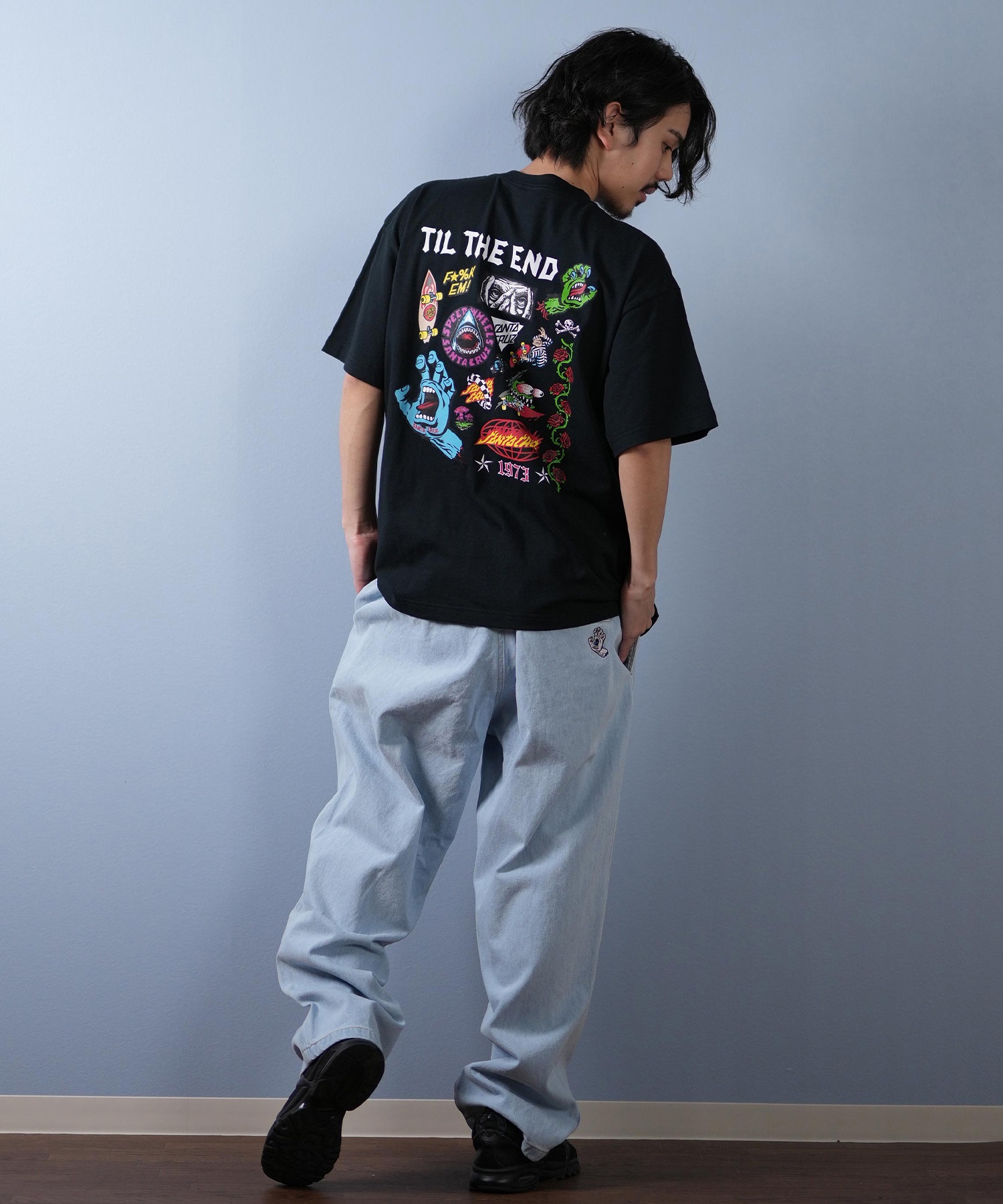 SANTACRUZ サンタクルーズ 半袖 Tシャツ メンズ バックプリント ロゴ スクリーミングハンド 502252402 ムラサキスポーツ限定(WHITE-M)
