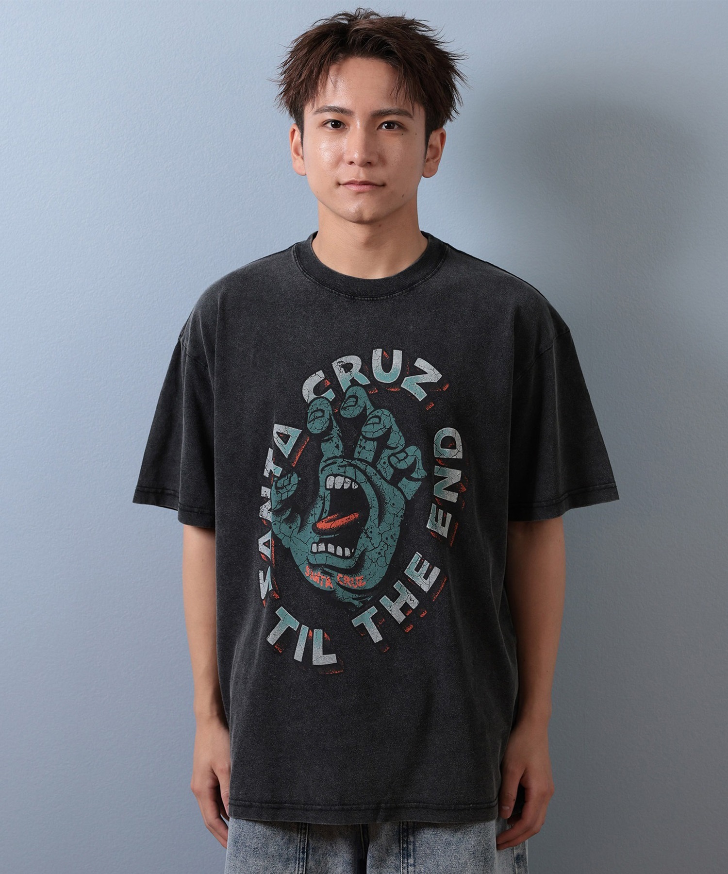 SANTACRUZ サンタクルーズ 半袖 Tシャツ メンズ フロントプリント バックプリント 502253411 ムラサキスポーツ限定(BLHND-M)