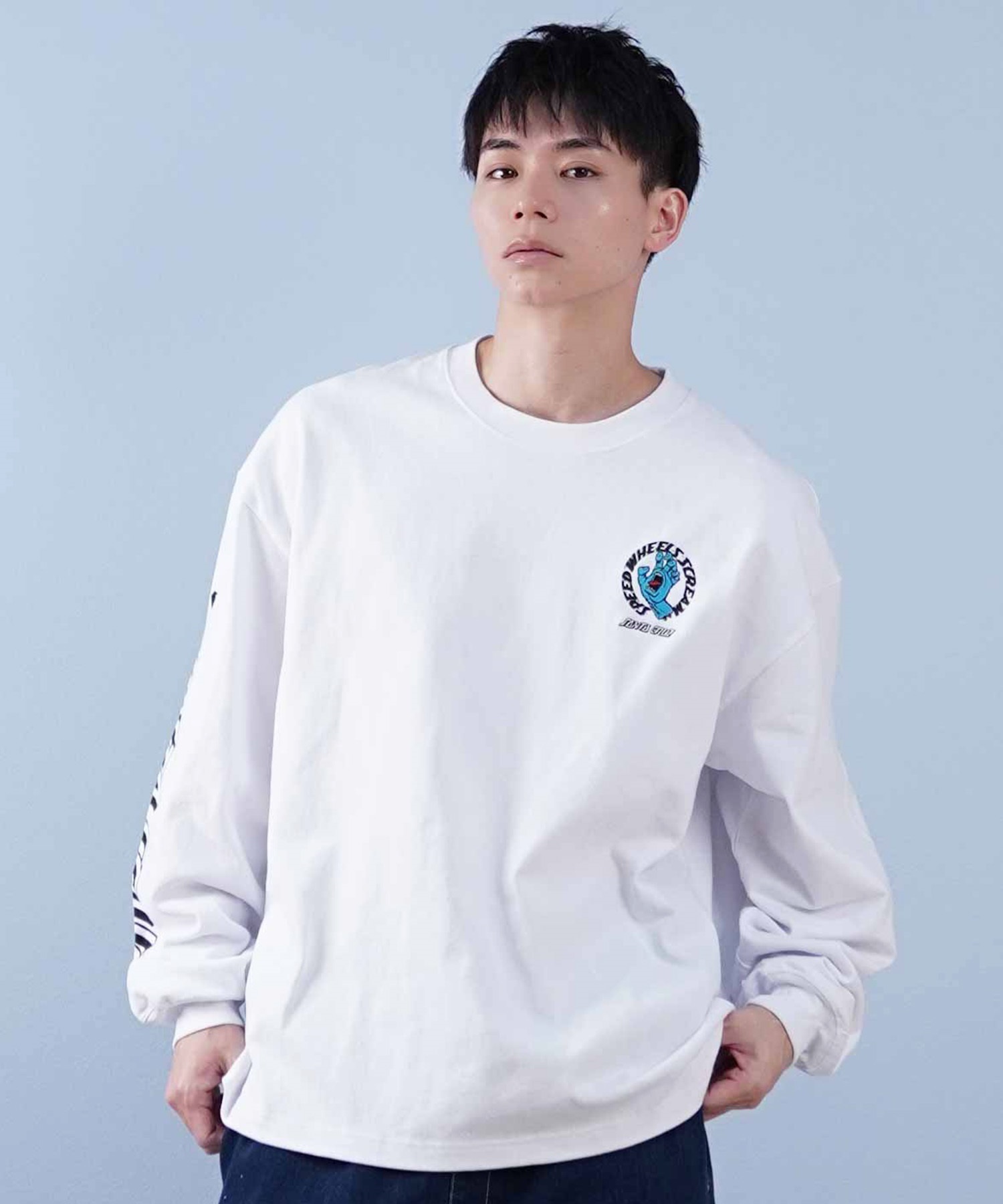 SANTACRUZ サンタクルーズ 長袖 Tシャツ メンズ ワンポイント刺しゅう 