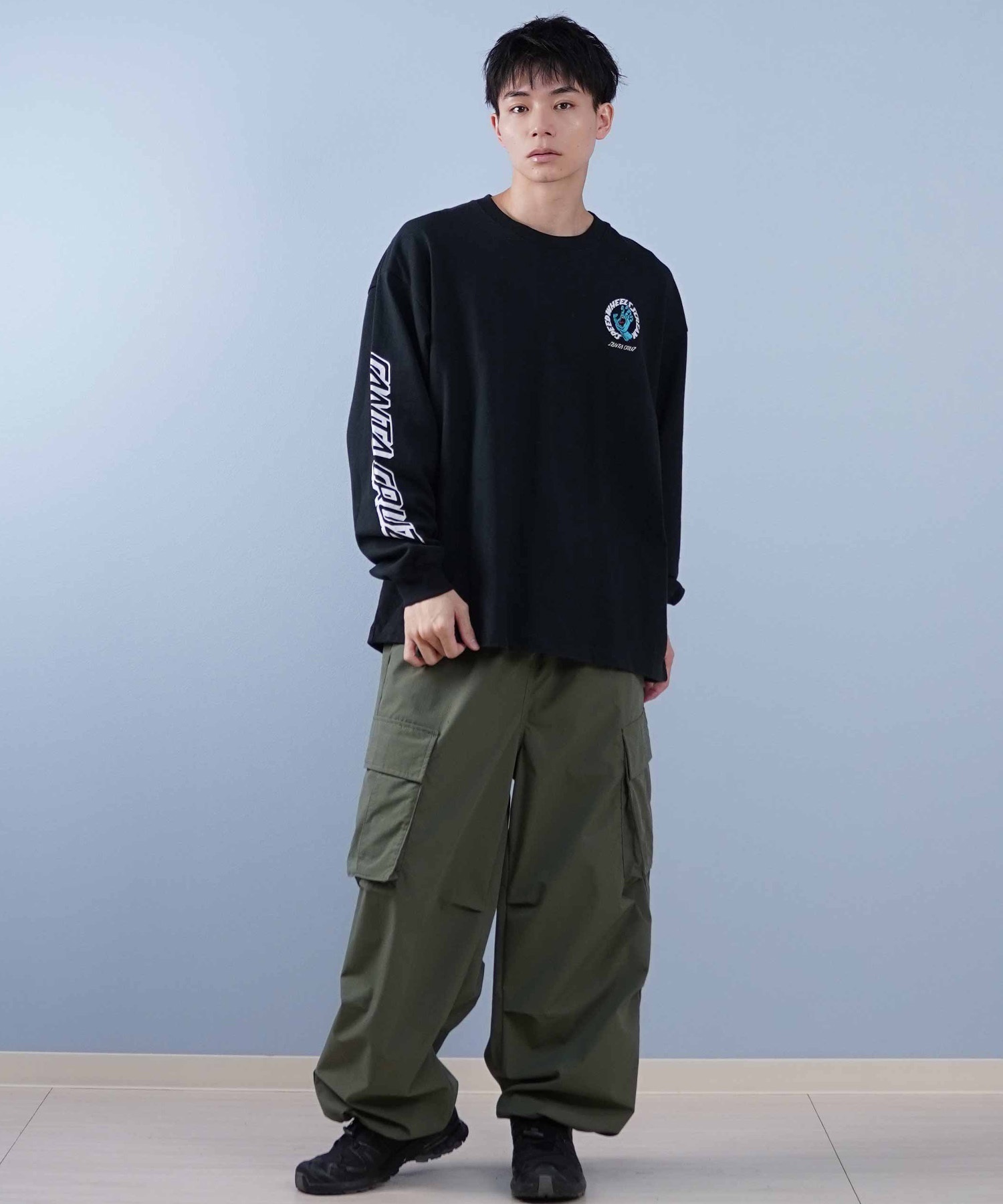 SANTACRUZ サンタクルーズ 長袖 Tシャツ メンズ ワンポイント刺しゅう