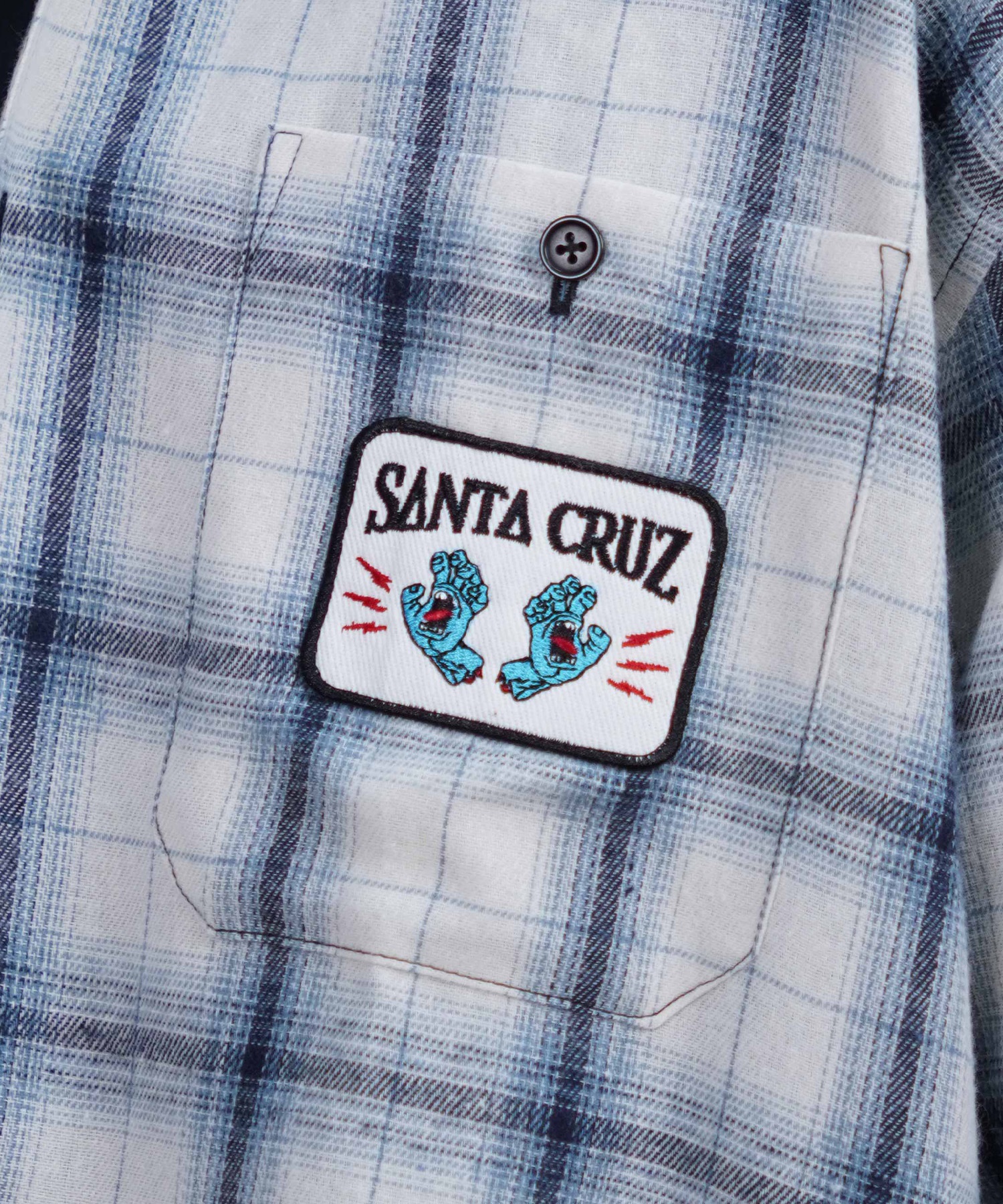 SANTACRUZ サンタクルーズ 長袖 シャツ メンズ オンブレチェックシャツ ビッグシルエット 502251201 ムラサキスポーツ限定(WHITE-M)