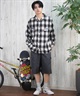 SANTACRUZ サンタクルーズ 長袖 シャツ メンズ オンブレチェックシャツ ビッグシルエット 502251201 ムラサキスポーツ限定(WHITE-M)