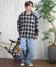 SANTACRUZ サンタクルーズ 長袖 シャツ メンズ オンブレチェックシャツ ビッグシルエット 502251201 ムラサキスポーツ限定(WHITE-M)
