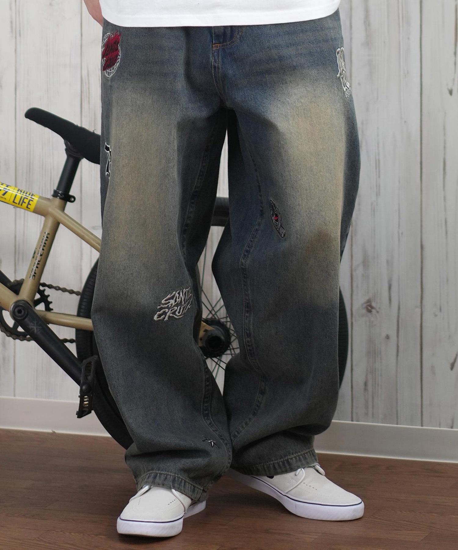 SANTACRUZ サンタクルーズ ロングパンツ デニム メンズ ロンパン パッチジーンズ 502251501 ムラサキスポーツ限定(BKDSW-S)