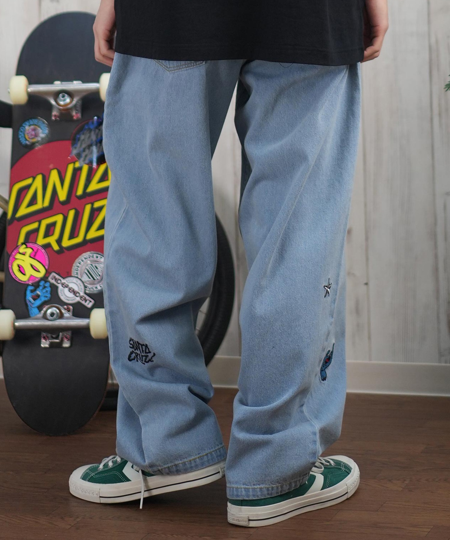 SANTACRUZ サンタクルーズ ロングパンツ デニム メンズ ロンパン パッチジーンズ 502251501 ムラサキスポーツ限定(BKDSW-S)